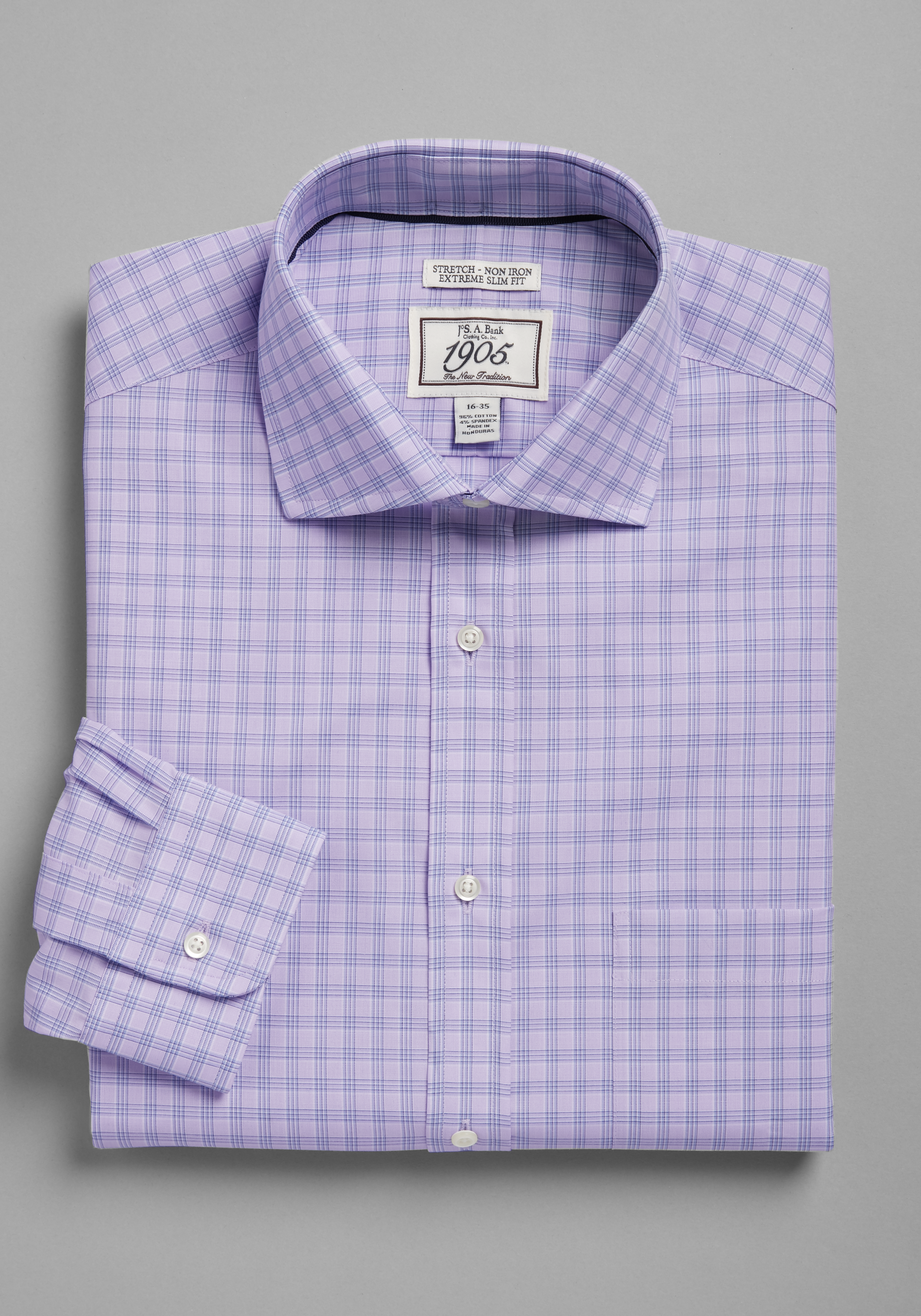 1905 Collection Extreme Slim Fit Cutaway Collar Check Dress Shirt