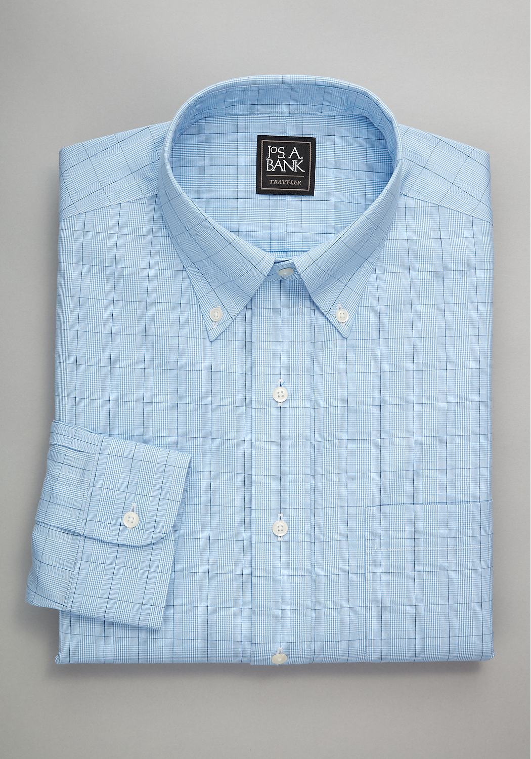 Traveler Collection Tailored Fit Button-Down Collar Windowpane Dress Shirt