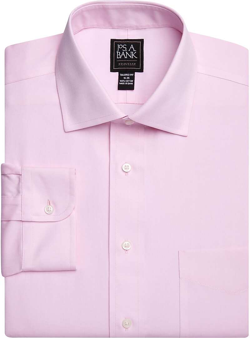 pink spread collar dress shirt