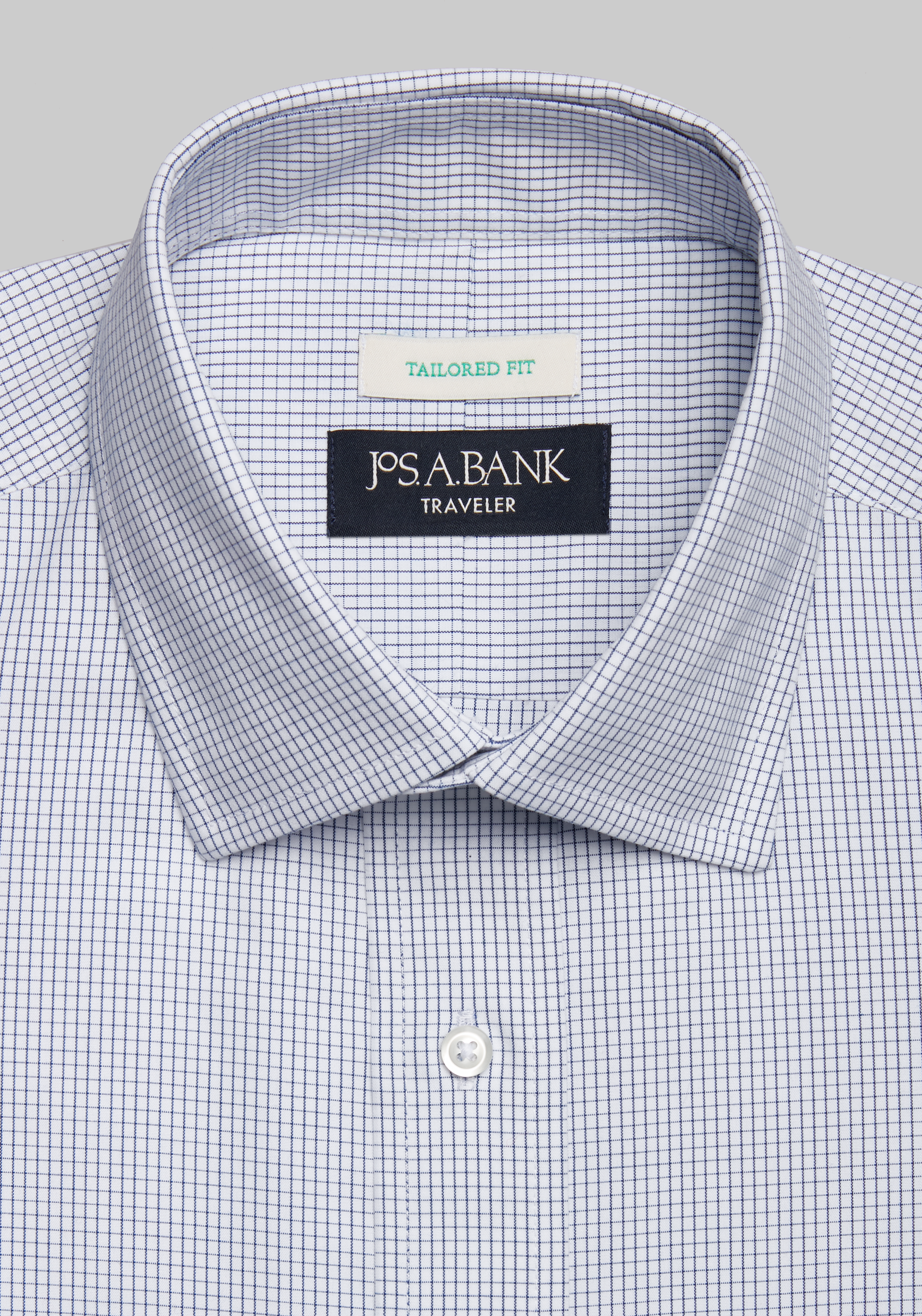 Traveler® Collection Tailored Fit Spread Collar Mini Check Dress Shirt