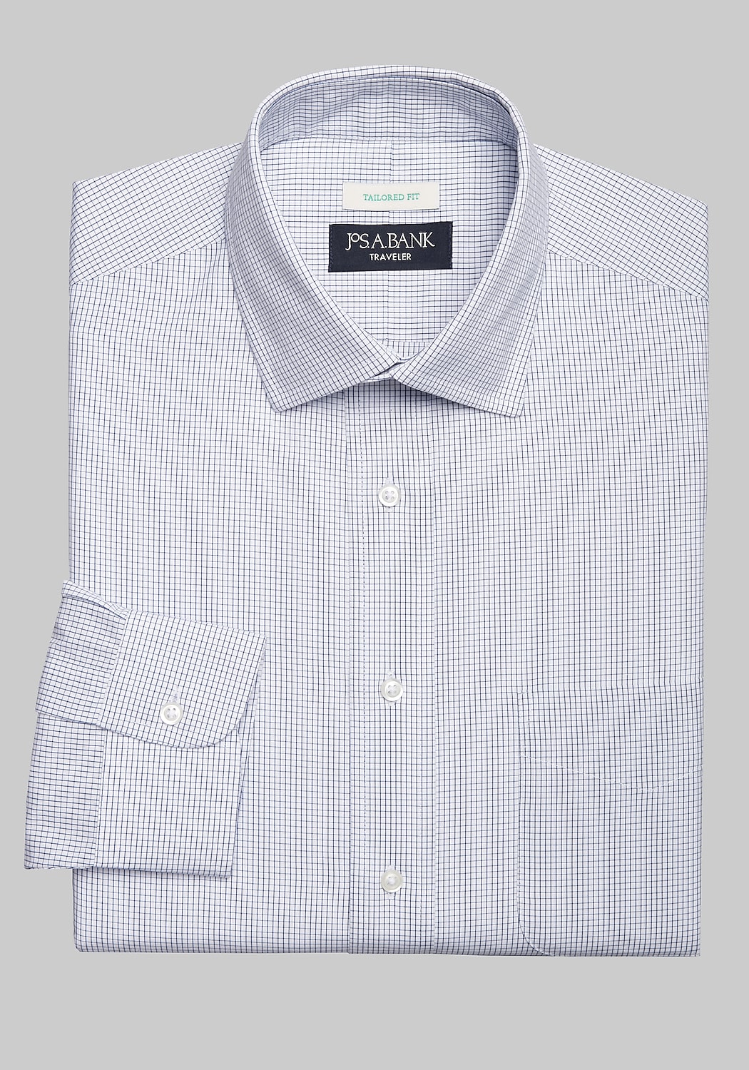 Traveler Collection Tailored Fit Spread Collar Mini Check Dress Shirt