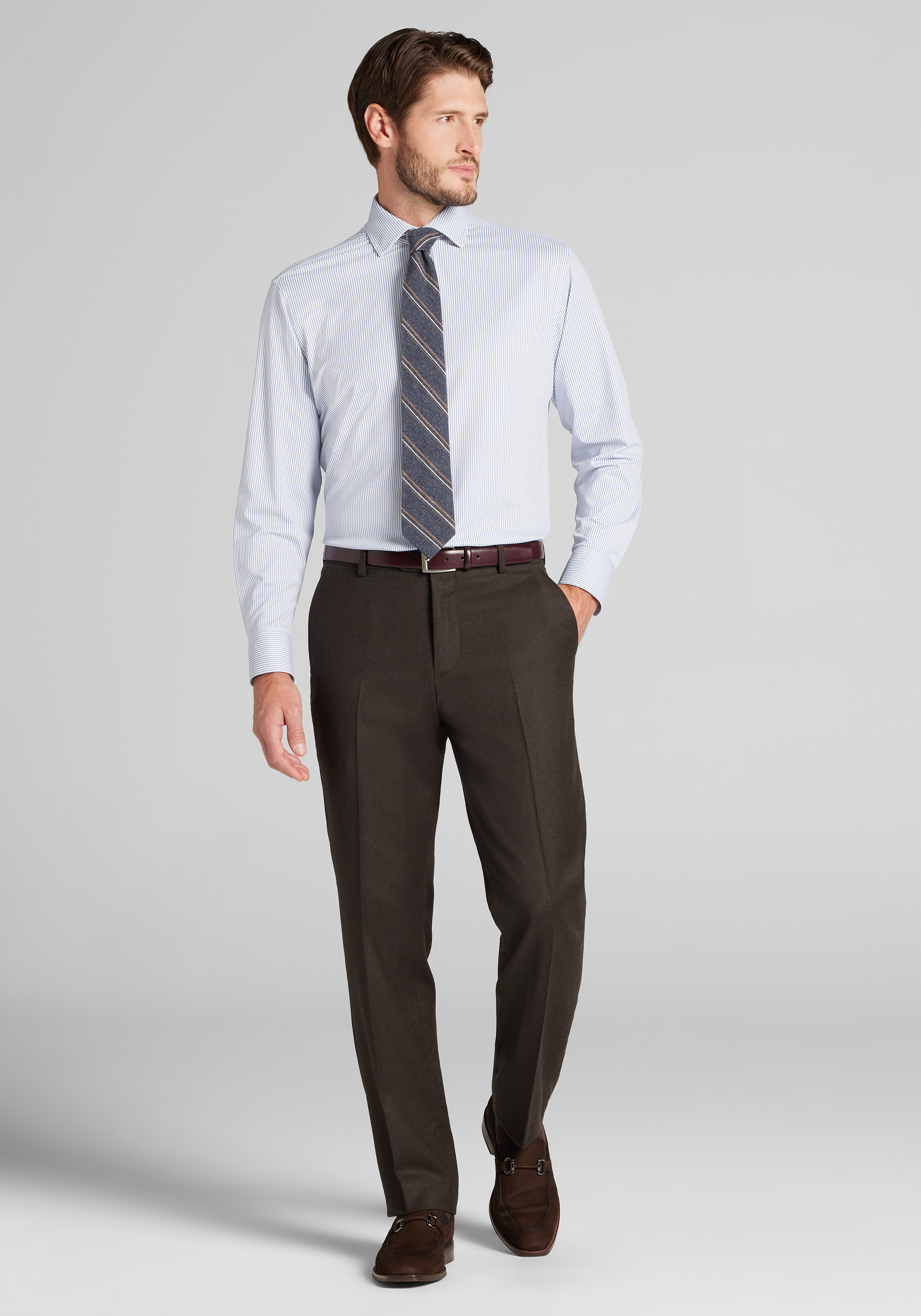 Jos. A Bank Tailored Fit Stripe Pique Dress Shirt