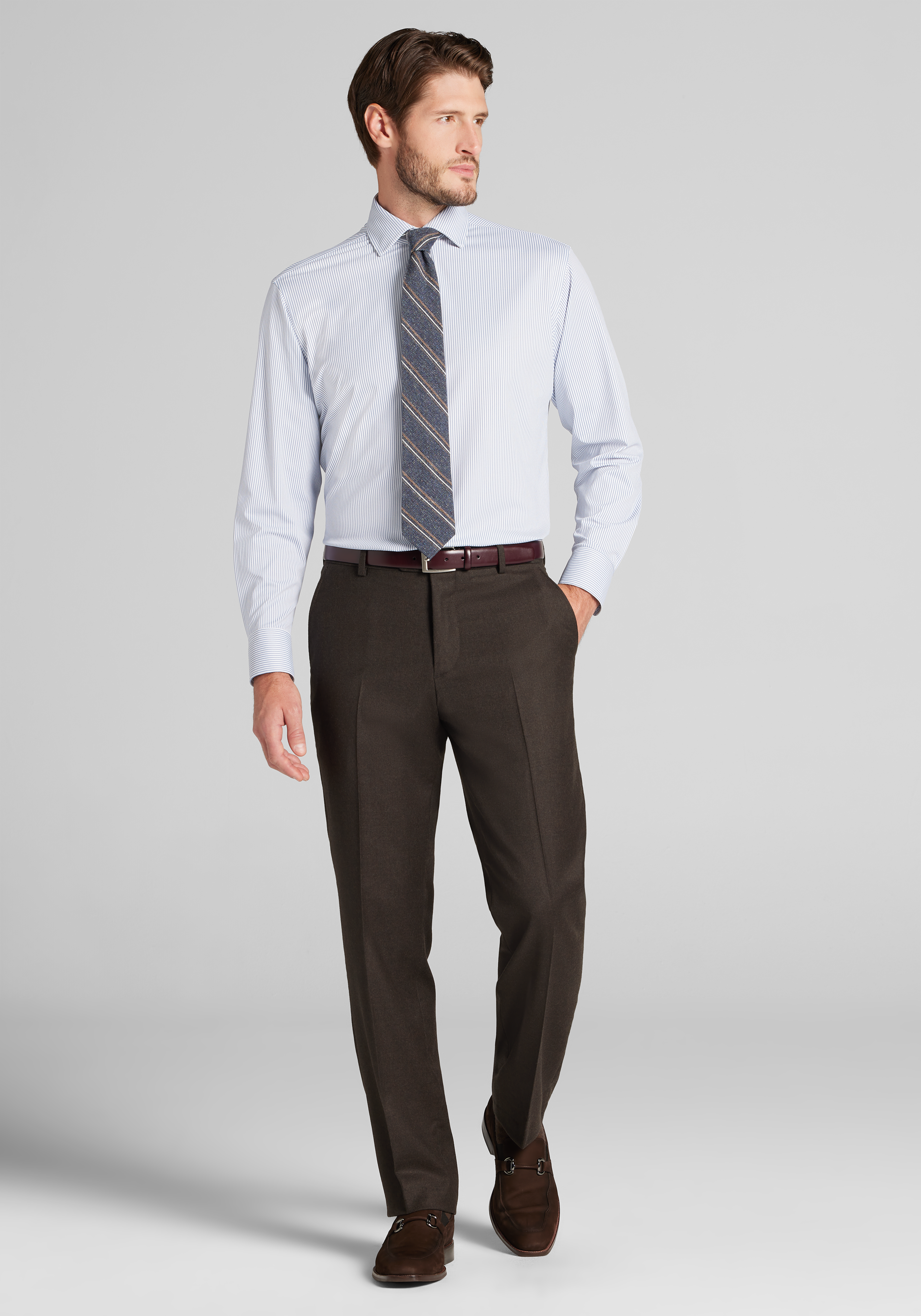 Jos. A Bank Tailored Fit Stripe Pique Dress Shirt