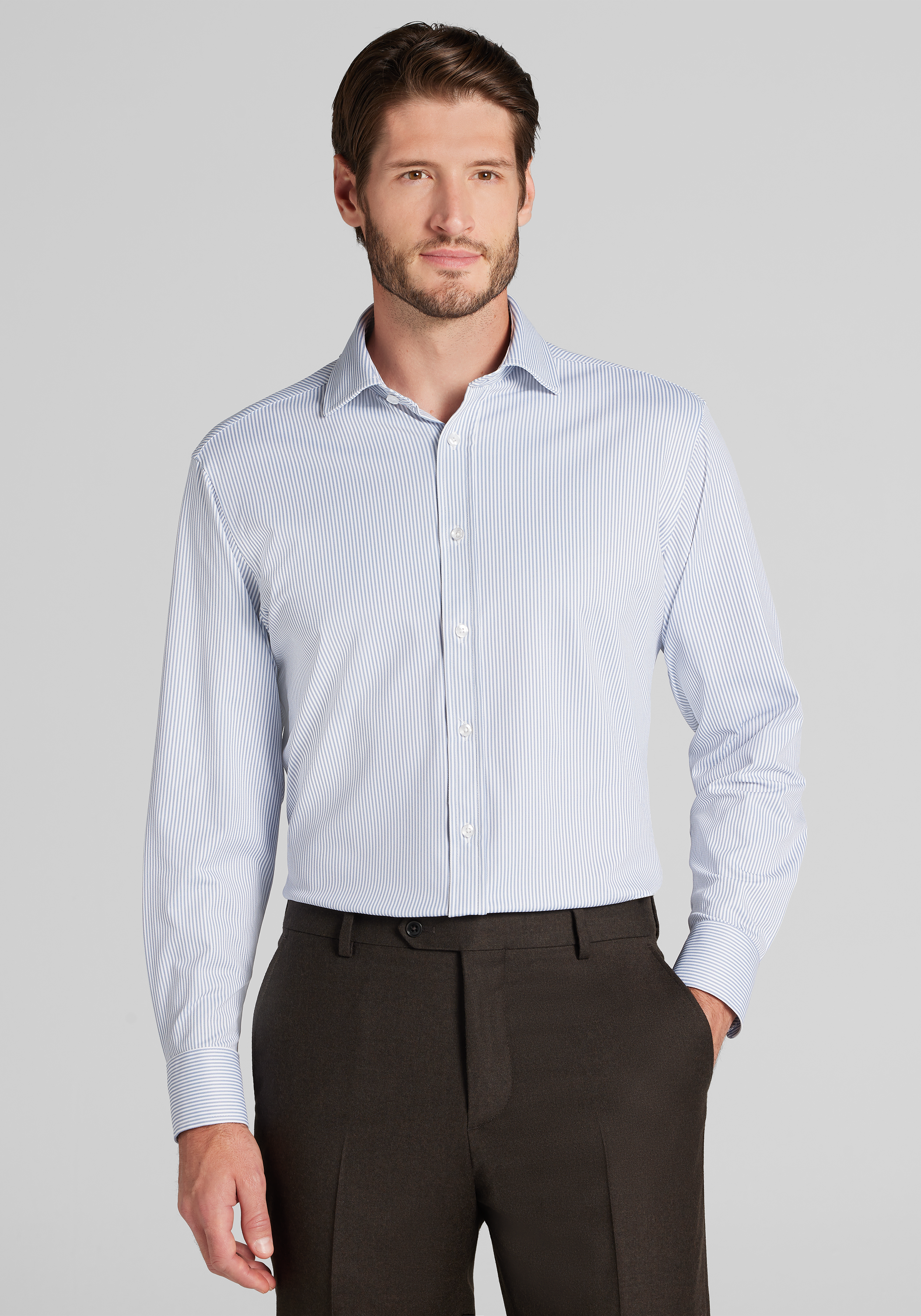 Men's New!, Jos. A Bank Tailored Fit Stripe Pique Dress Shirt - Jos A Bank
