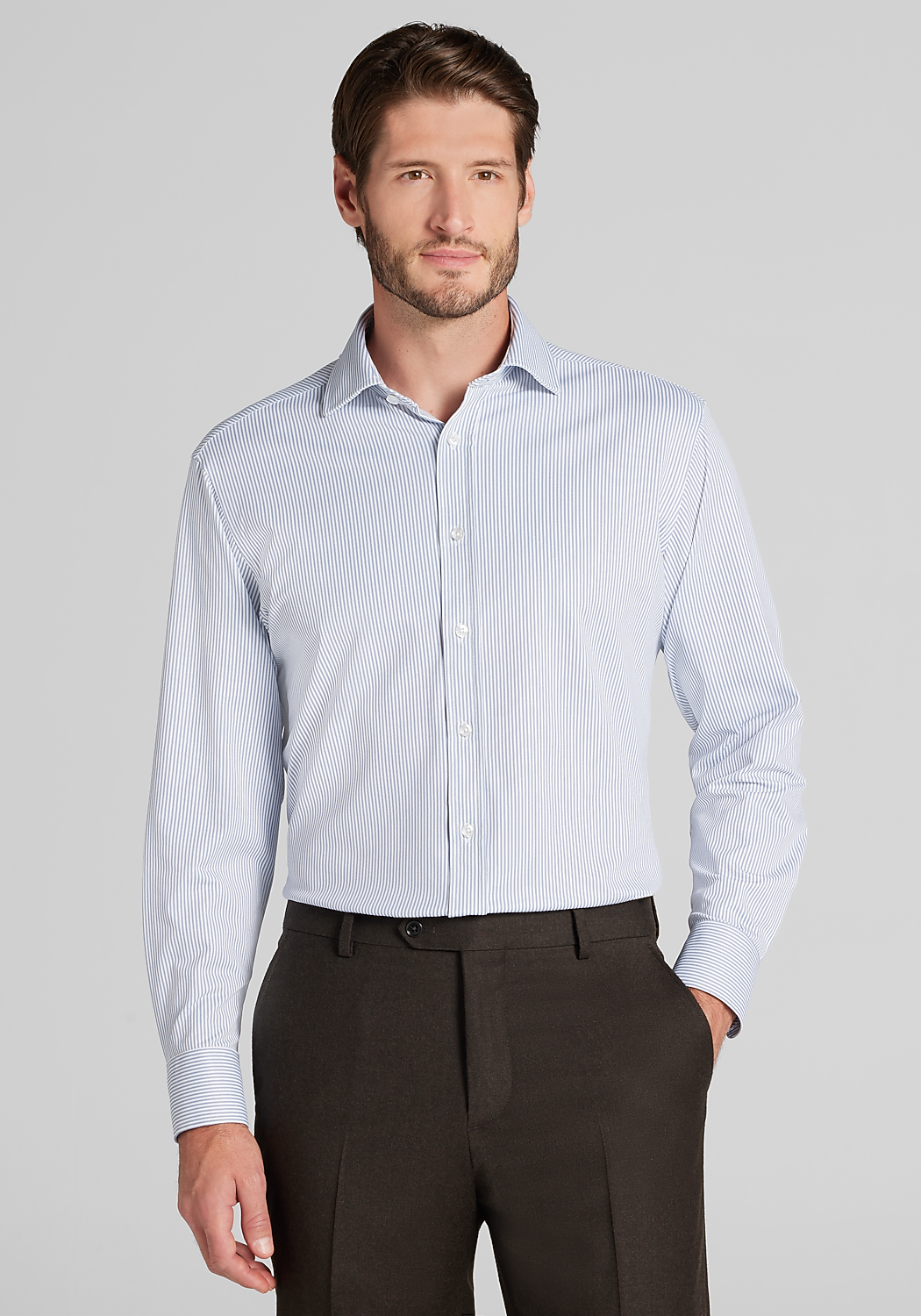Jos. A Bank Tailored Fit Stripe Pique Dress Shirt - Big & Tall