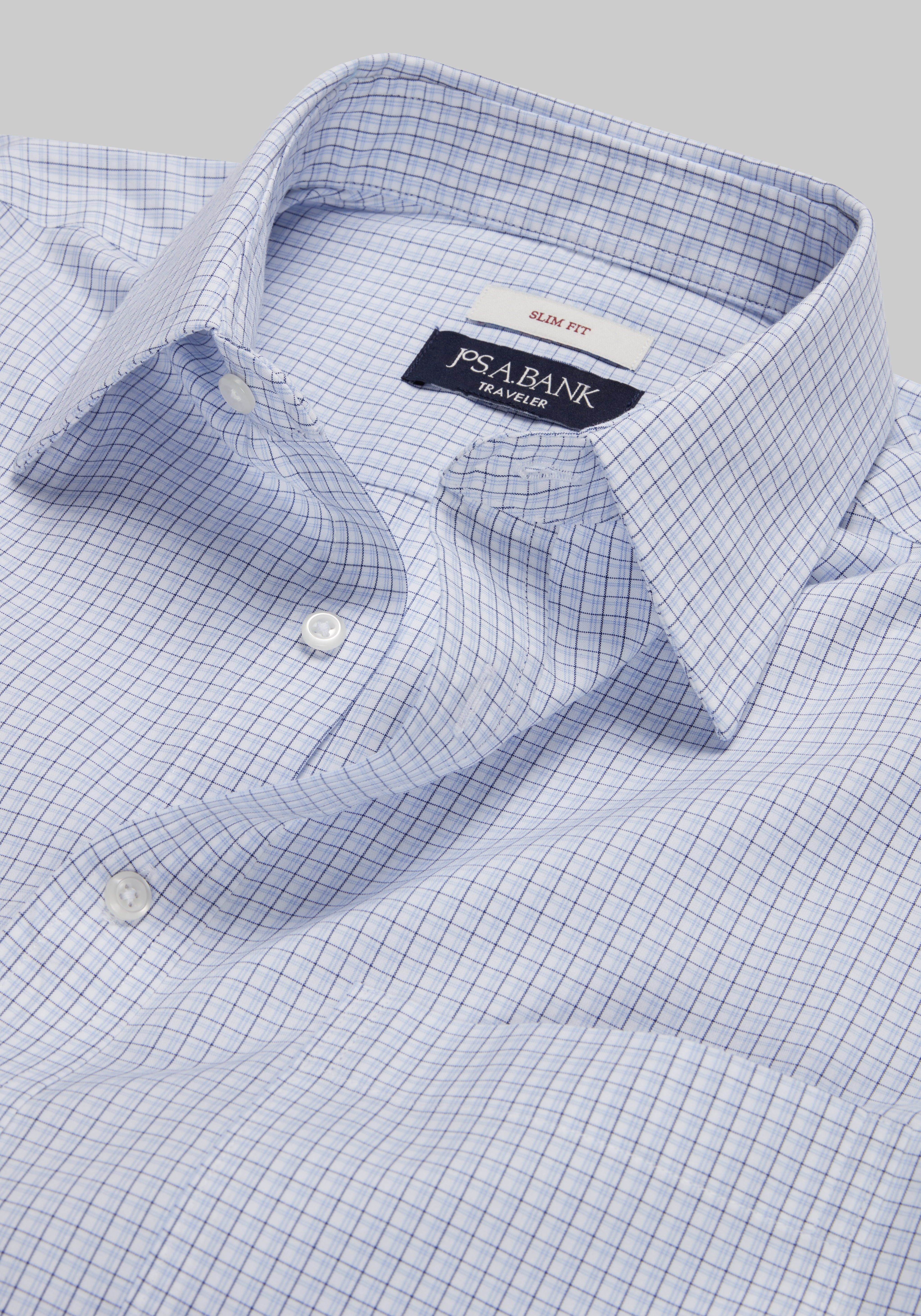 Traveler® Collection Slim Fit Point Collar Check Dress Shirt CLEARANCE