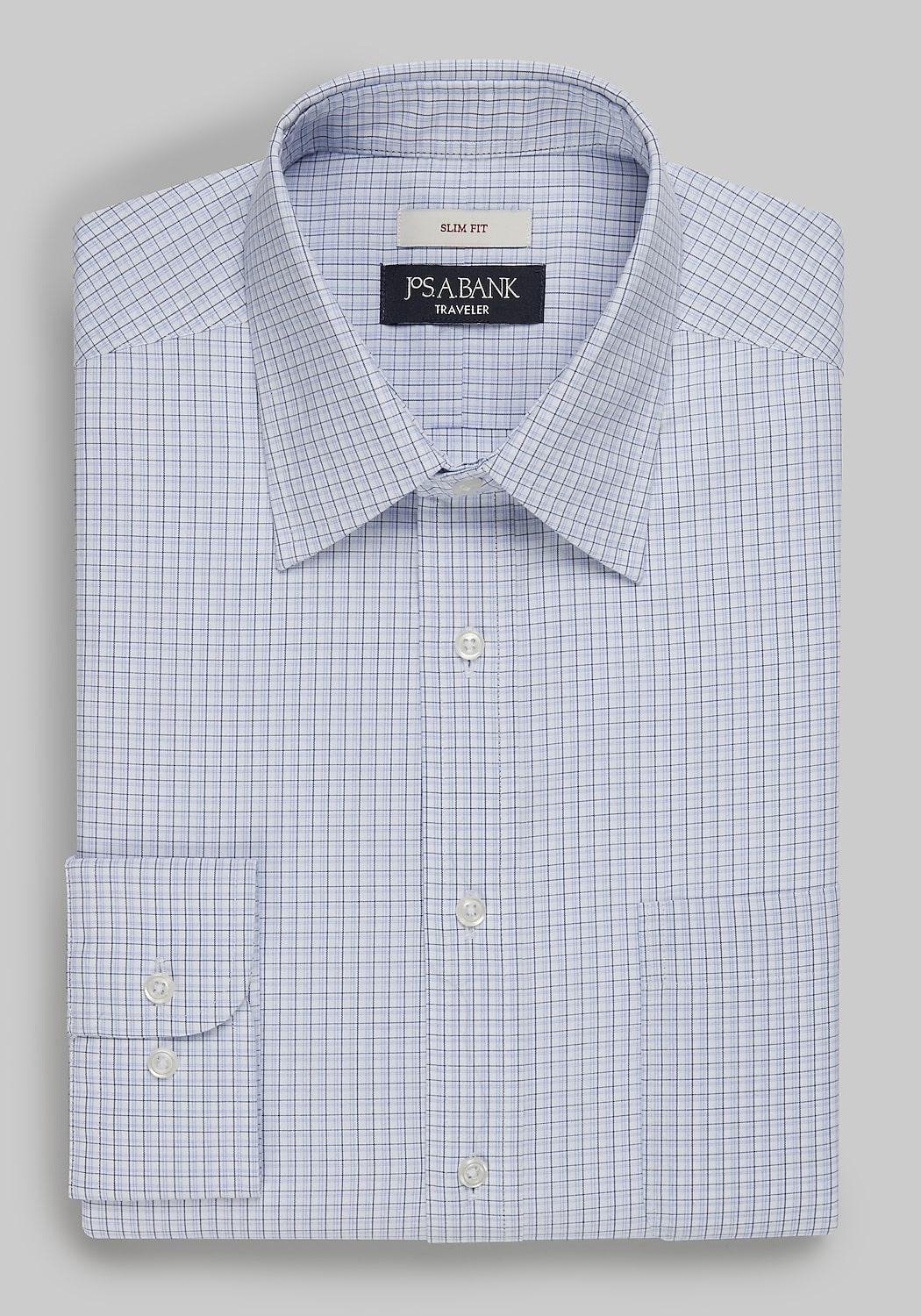 Traveler Collection Slim Fit Point Collar Check Dress Shirt