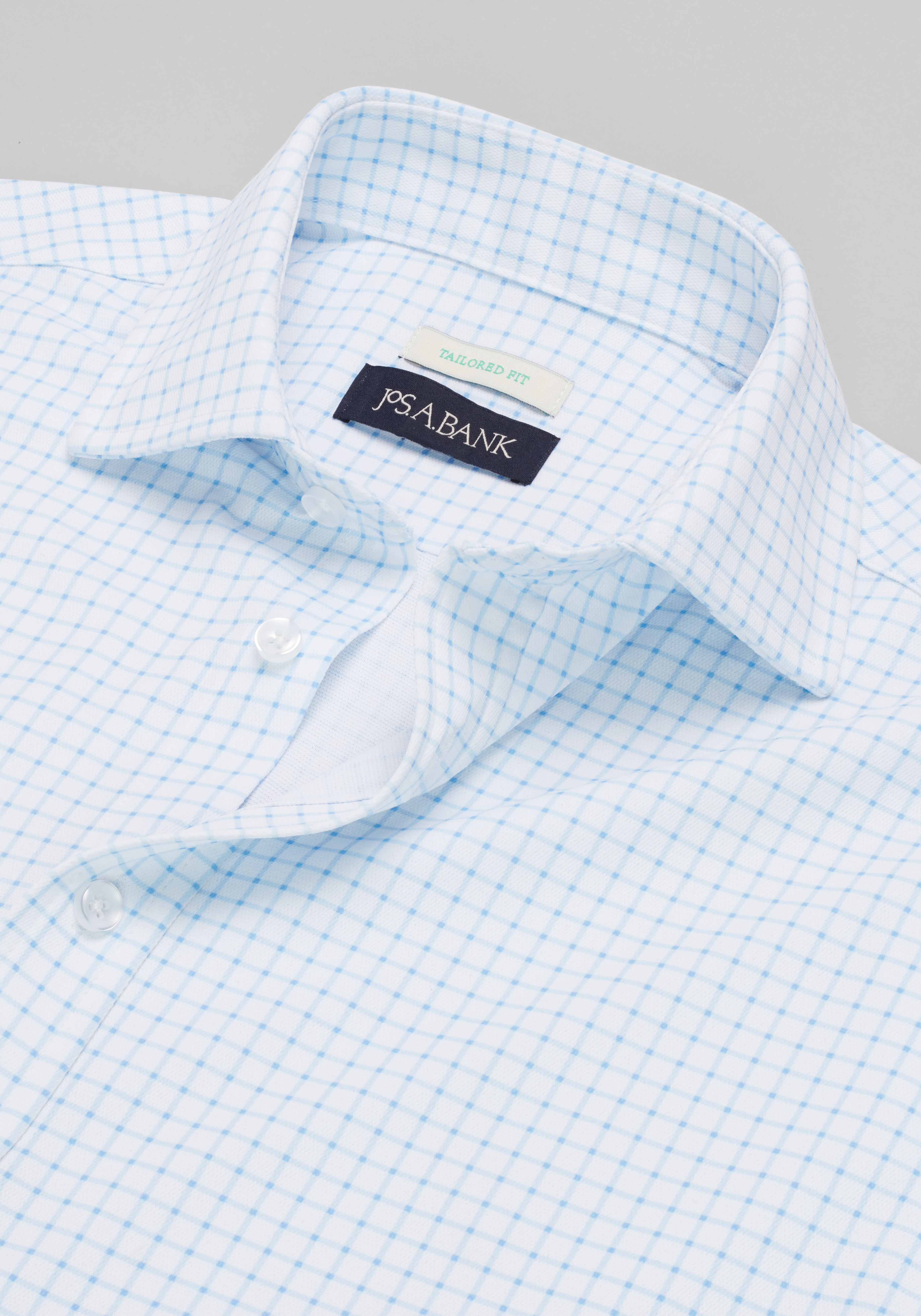 Jos. A Bank Tailored Fit Grid Pique Dress Shirt