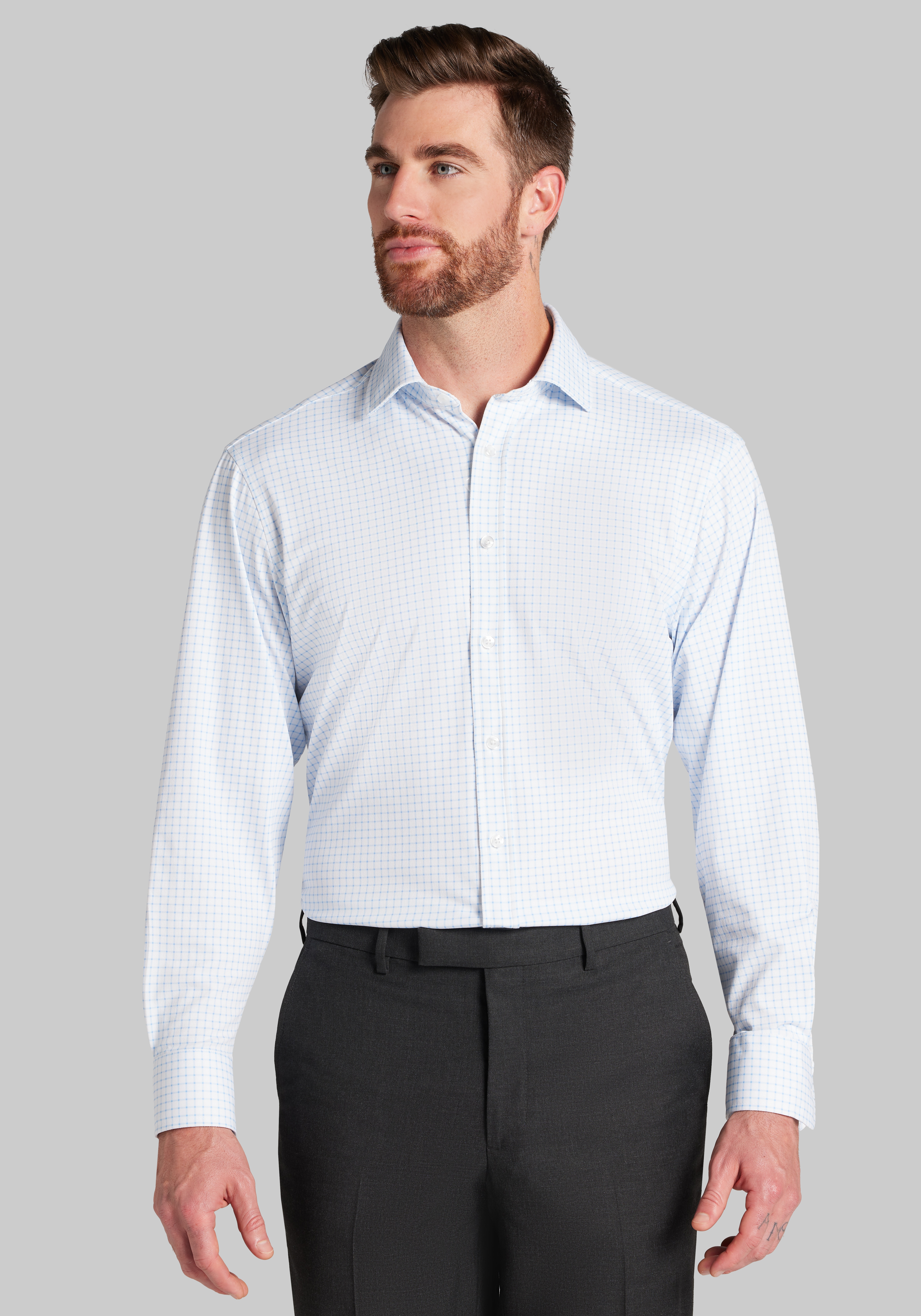 Men's New!, Jos. A Bank Tailored Fit Grid Pique Dress Shirt - Jos A Bank