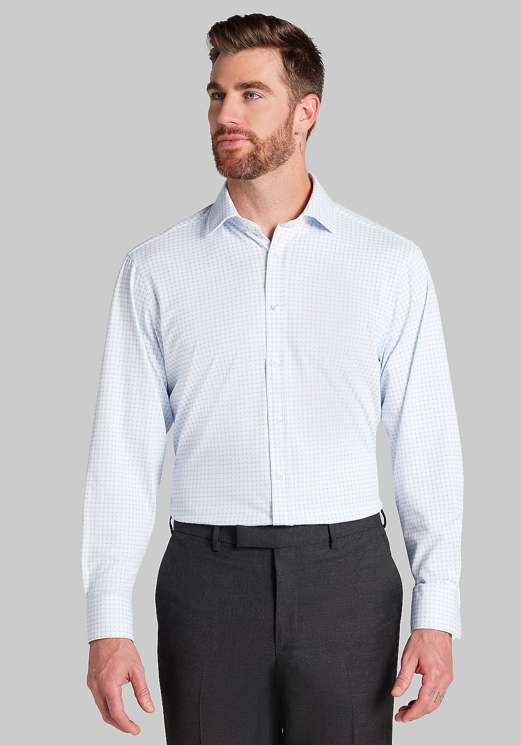 Jos. A Bank Tailored Fit Grid Pique Dress Shirt - Big & Tall