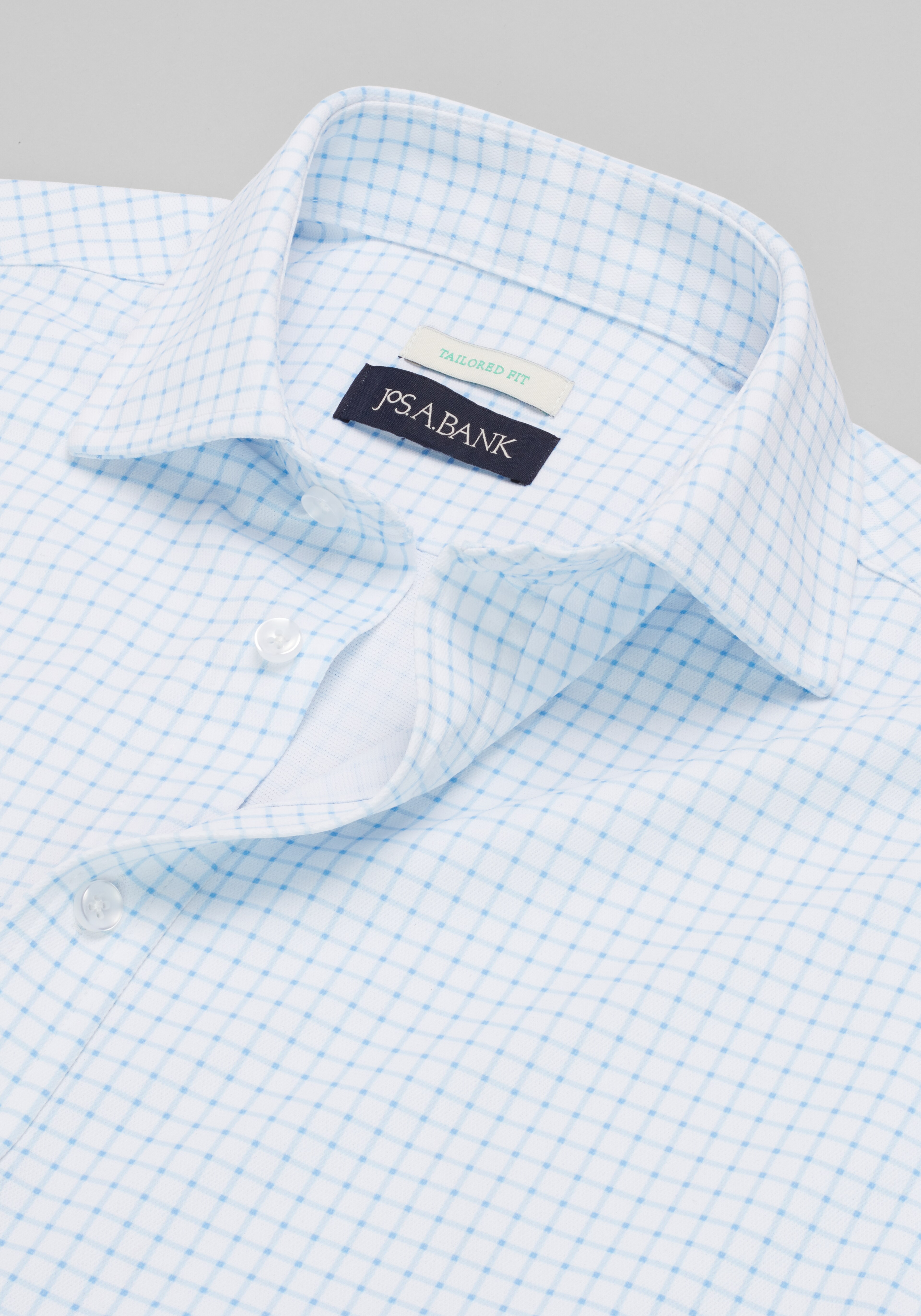 Jos. A Bank Tailored Fit Grid Pique Dress Shirt
