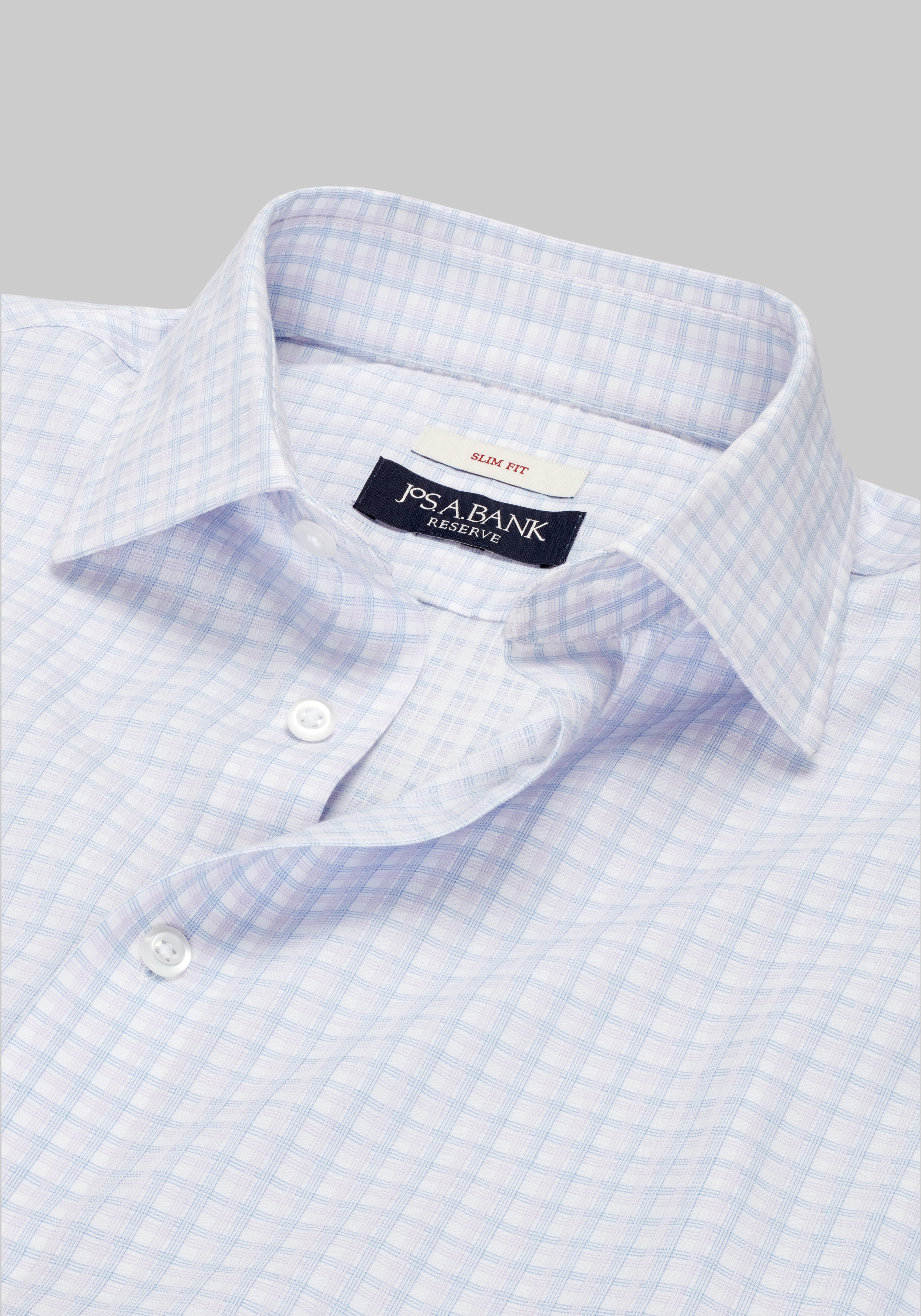 Reserve Collection Slim Fit Spread Collar Plaid Dress Shirt