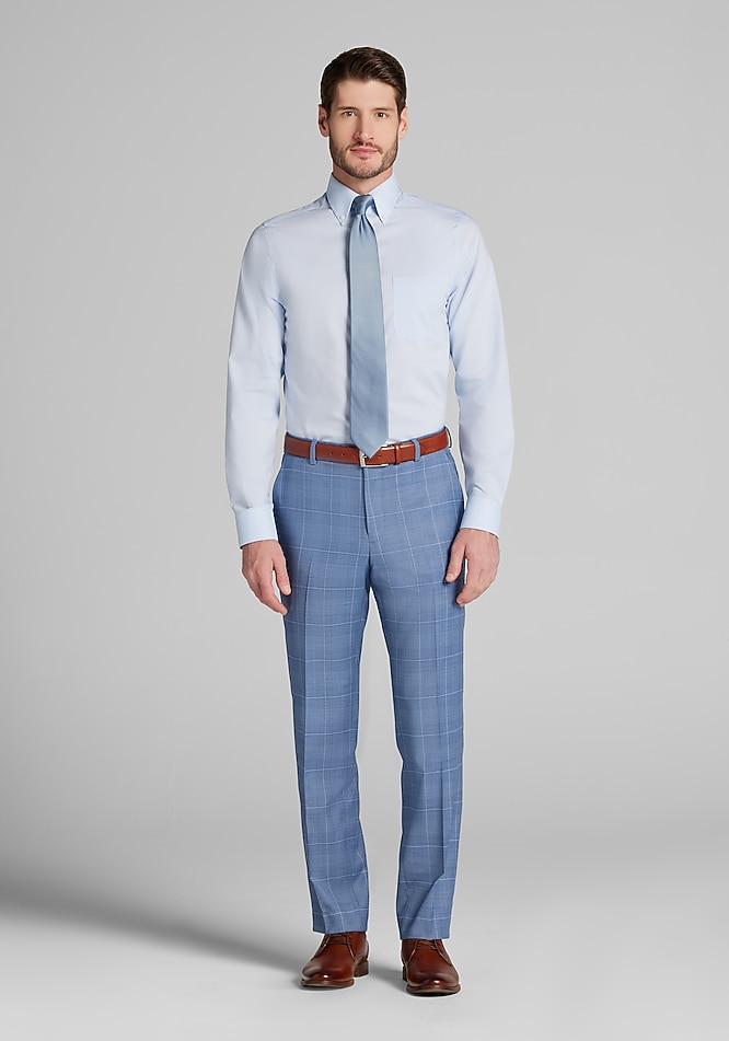 flat bottom dress shirts Non-Iron Cotton Pinpoint Solid Point Collar Short Sleeve Dress Shirt