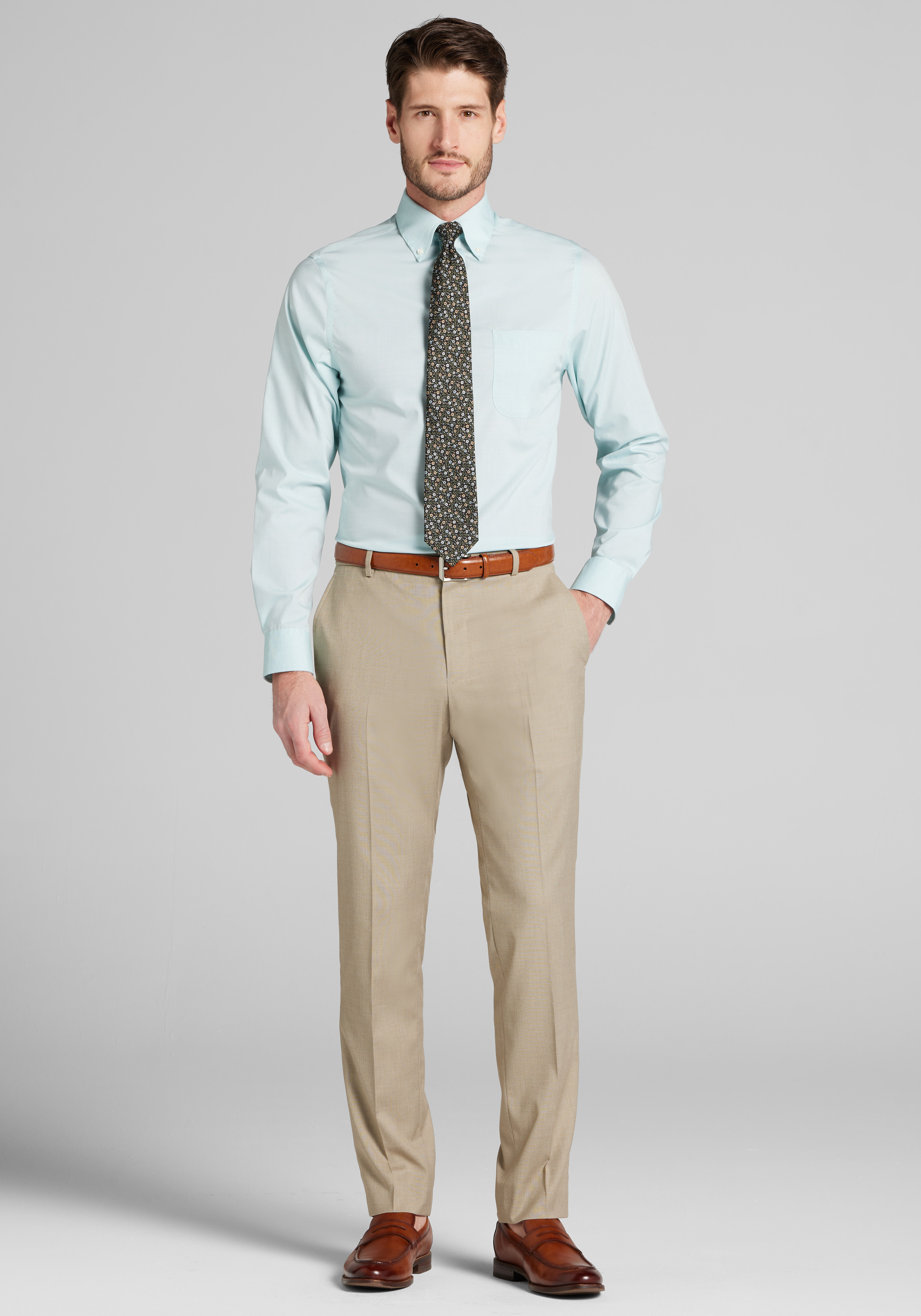 Jos. A. Bank Comfort Stretch Slim Fit Button-Down Collar Solid Dress Shirt