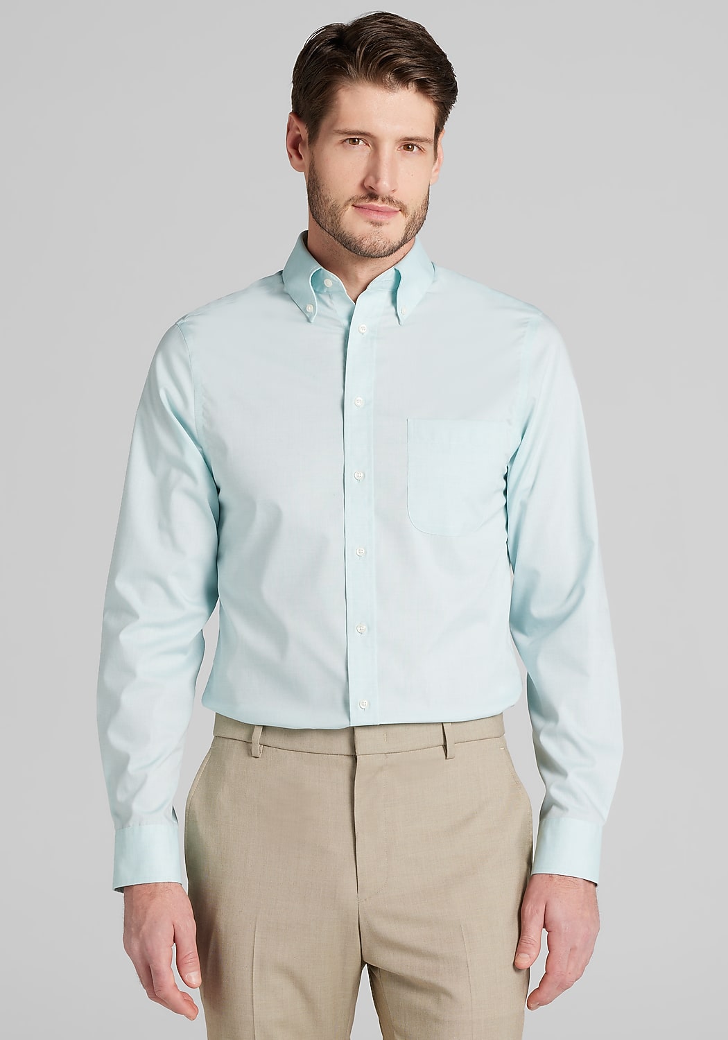 Jos. A. Bank Comfort Stretch Slim Fit Button-Down Collar Solid Dress Shirt CLEARANCE