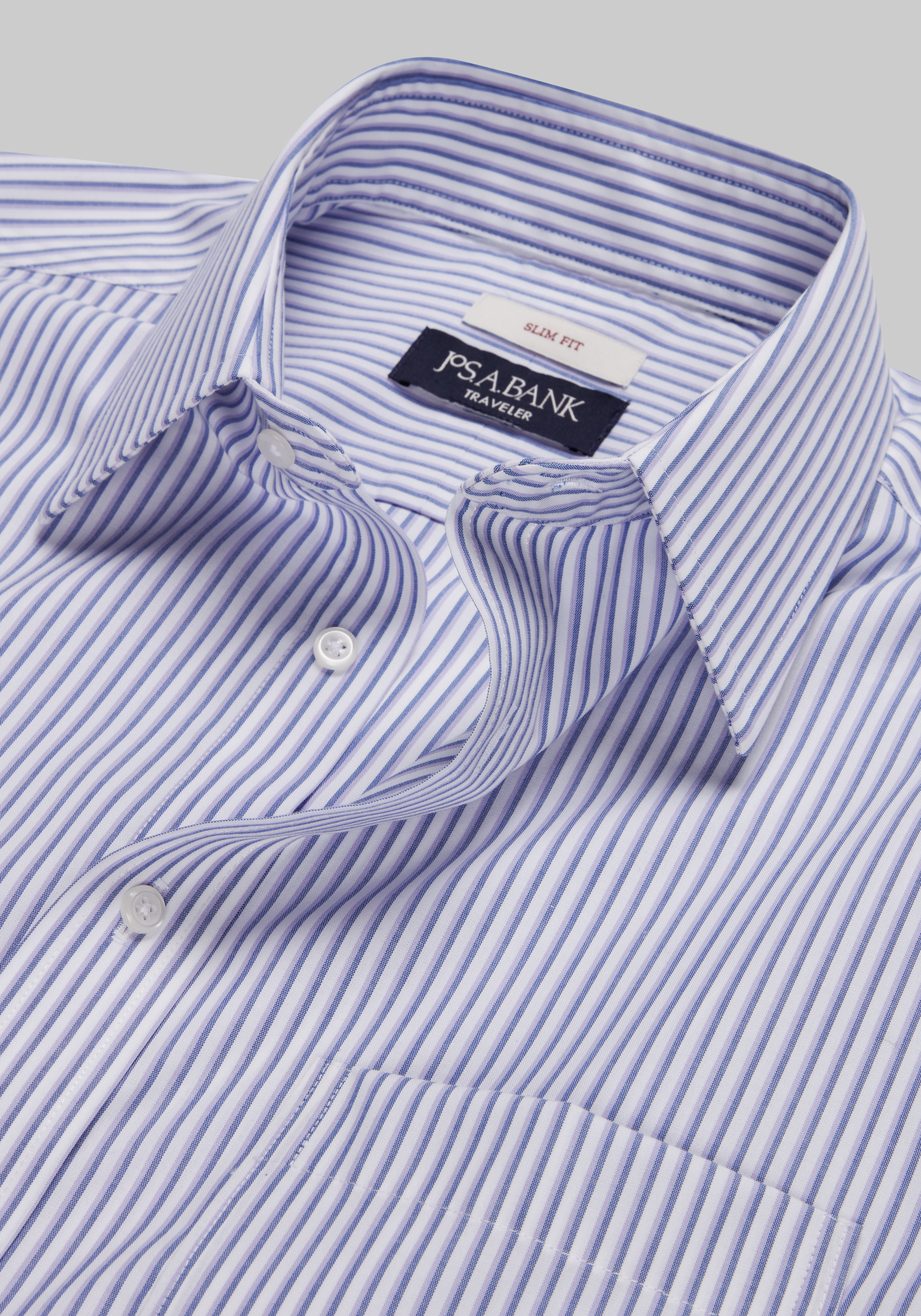 Traveler® Collection Slim Fit Point Collar Stripe Dress Shirt CLEARANCE