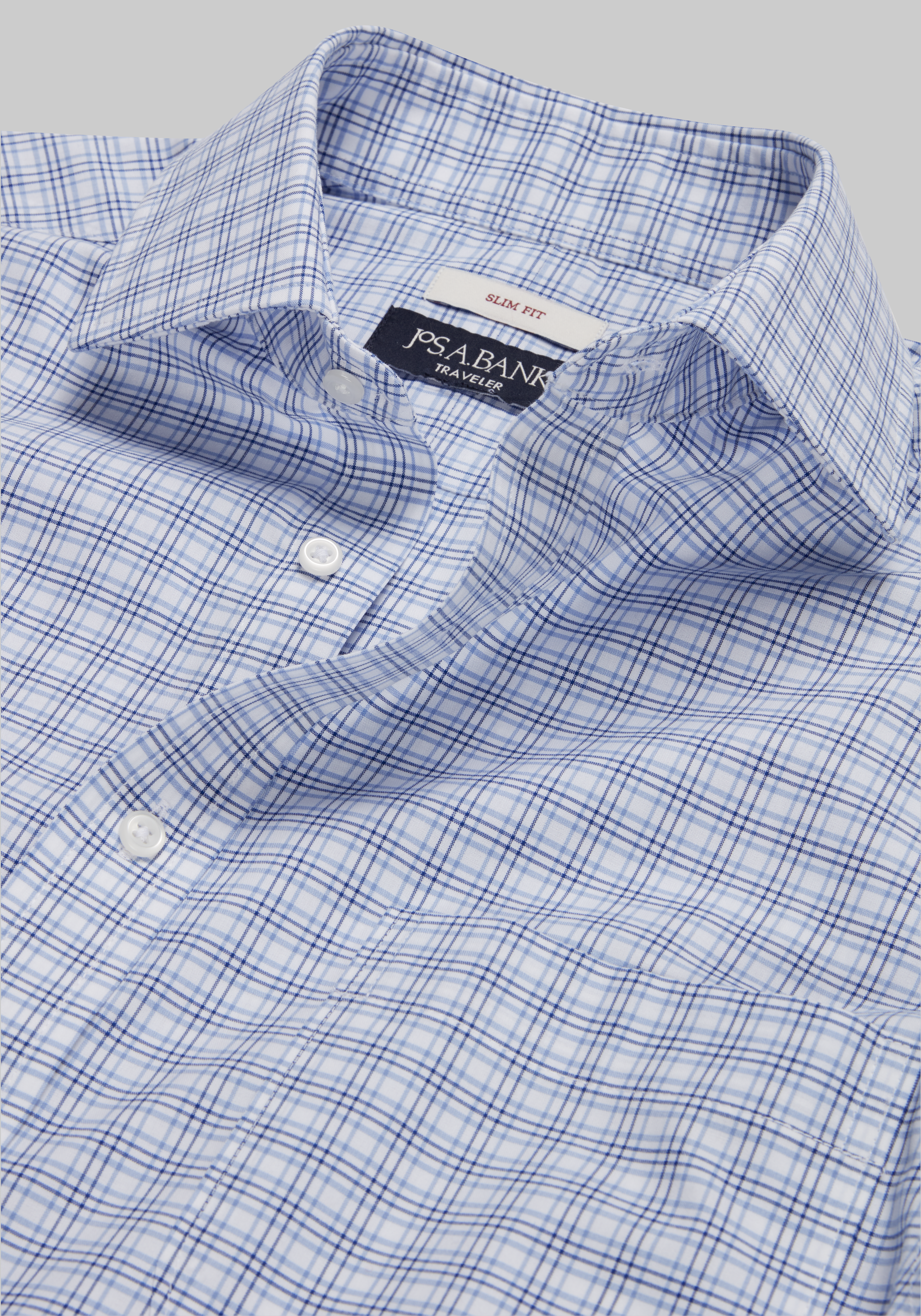 Traveler® Collection Slim Fit Spread Collar Plaid Dress Shirt CLEARANCE