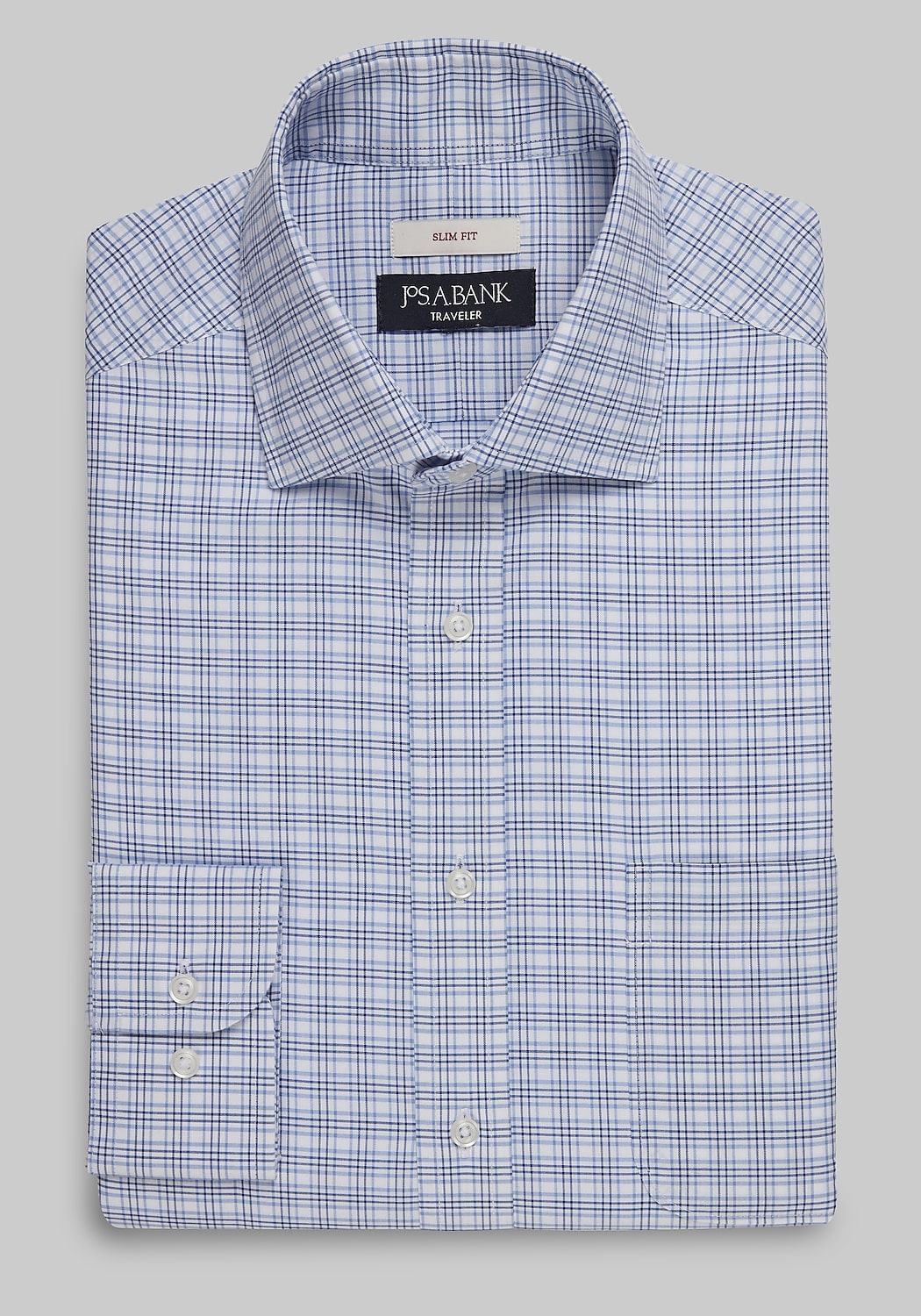Traveler&reg; Collection Slim Fit Spread Collar Plaid Dress Shirt CLEARANCE