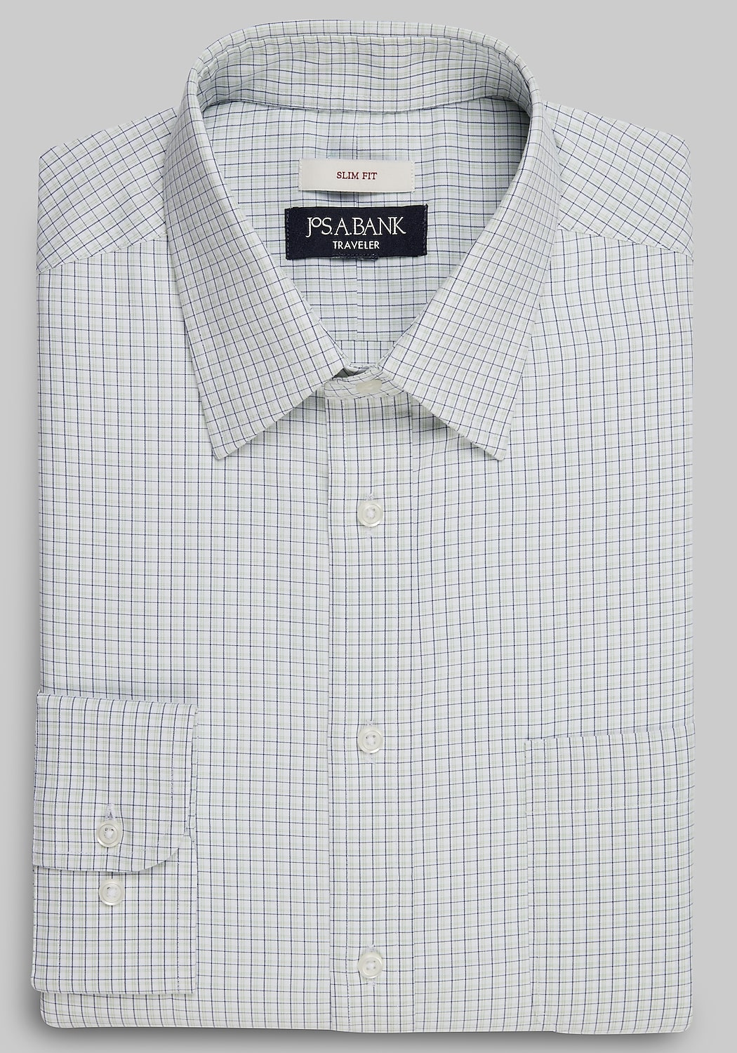 Traveler Collection Slim Fit Point Collar Check Dress Shirt