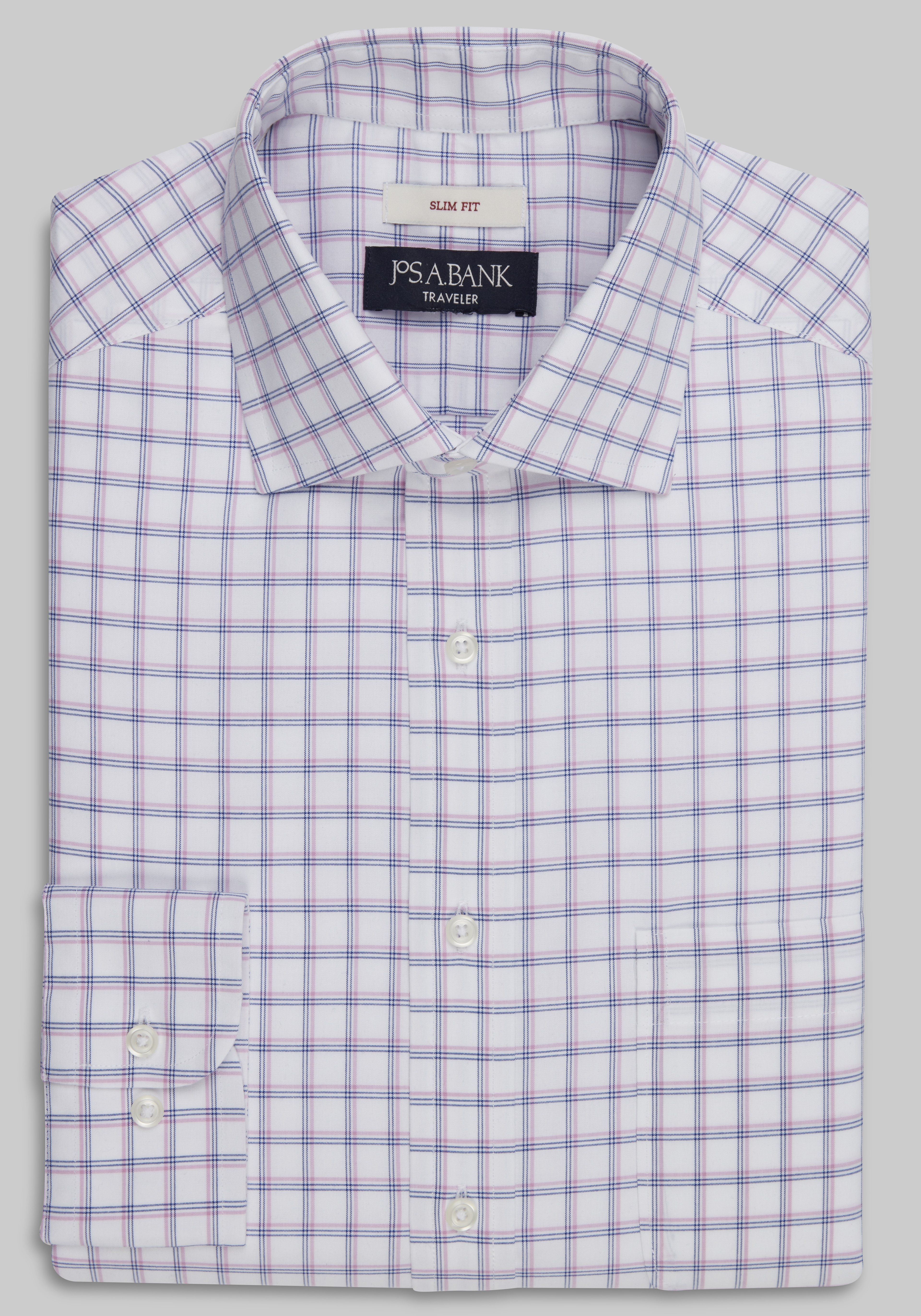 Traveler® Collection Slim Fit Plaid Dress Shirt - Big & Tall CLEARANCE
