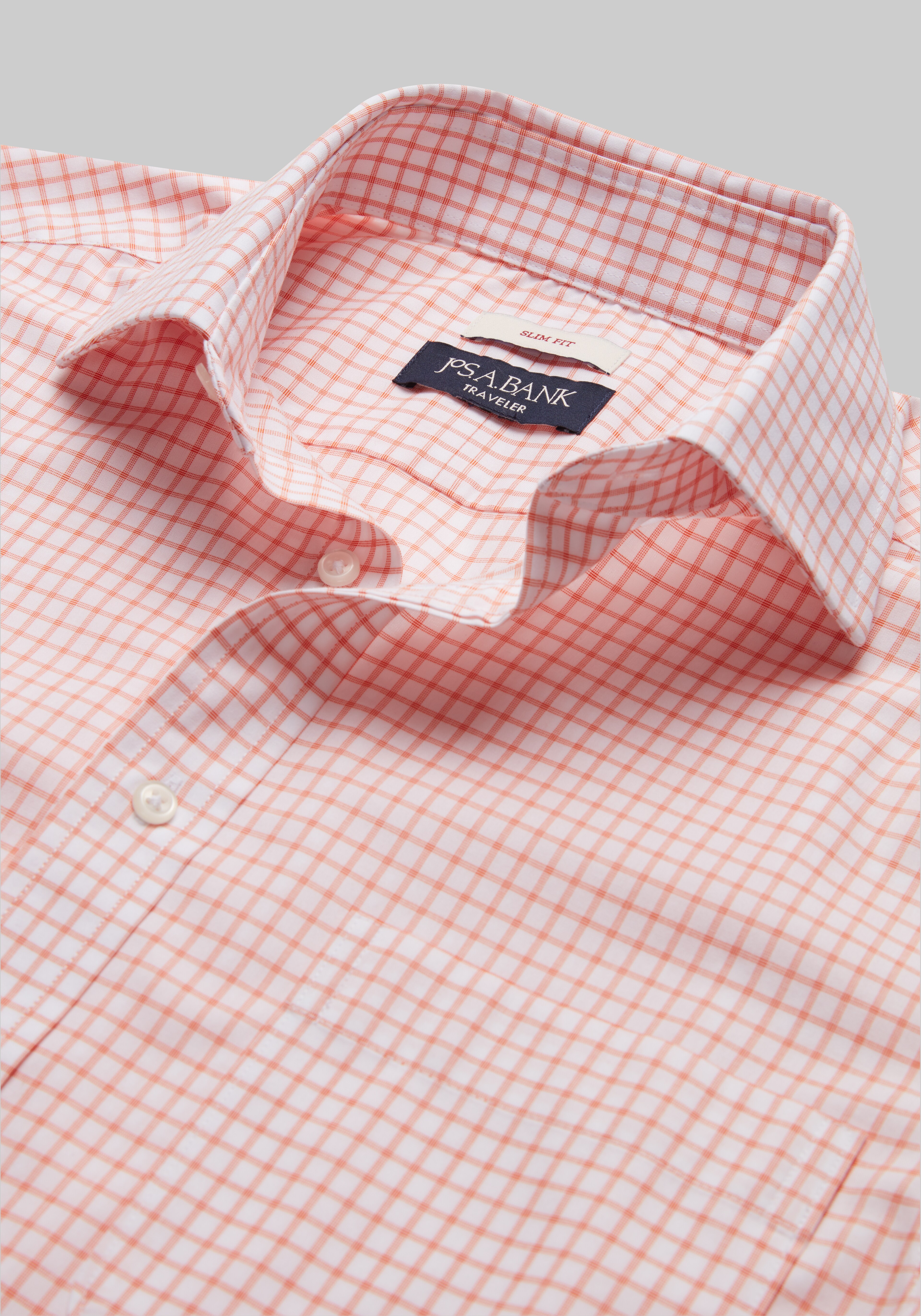 Traveler® Collection Slim Fit Spread Collar Small Plaid Dress Shirt - Big & Tall CLEARANCE