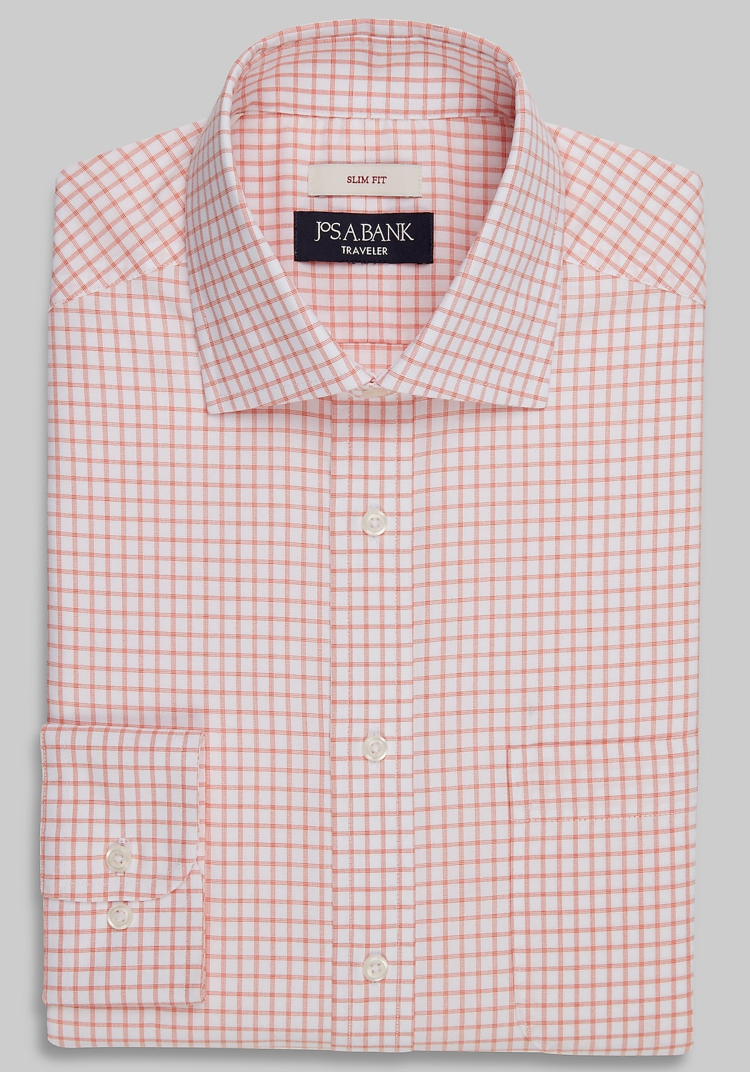 Traveler&reg; Collection Slim Fit Spread Collar Small Plaid Dress Shirt
