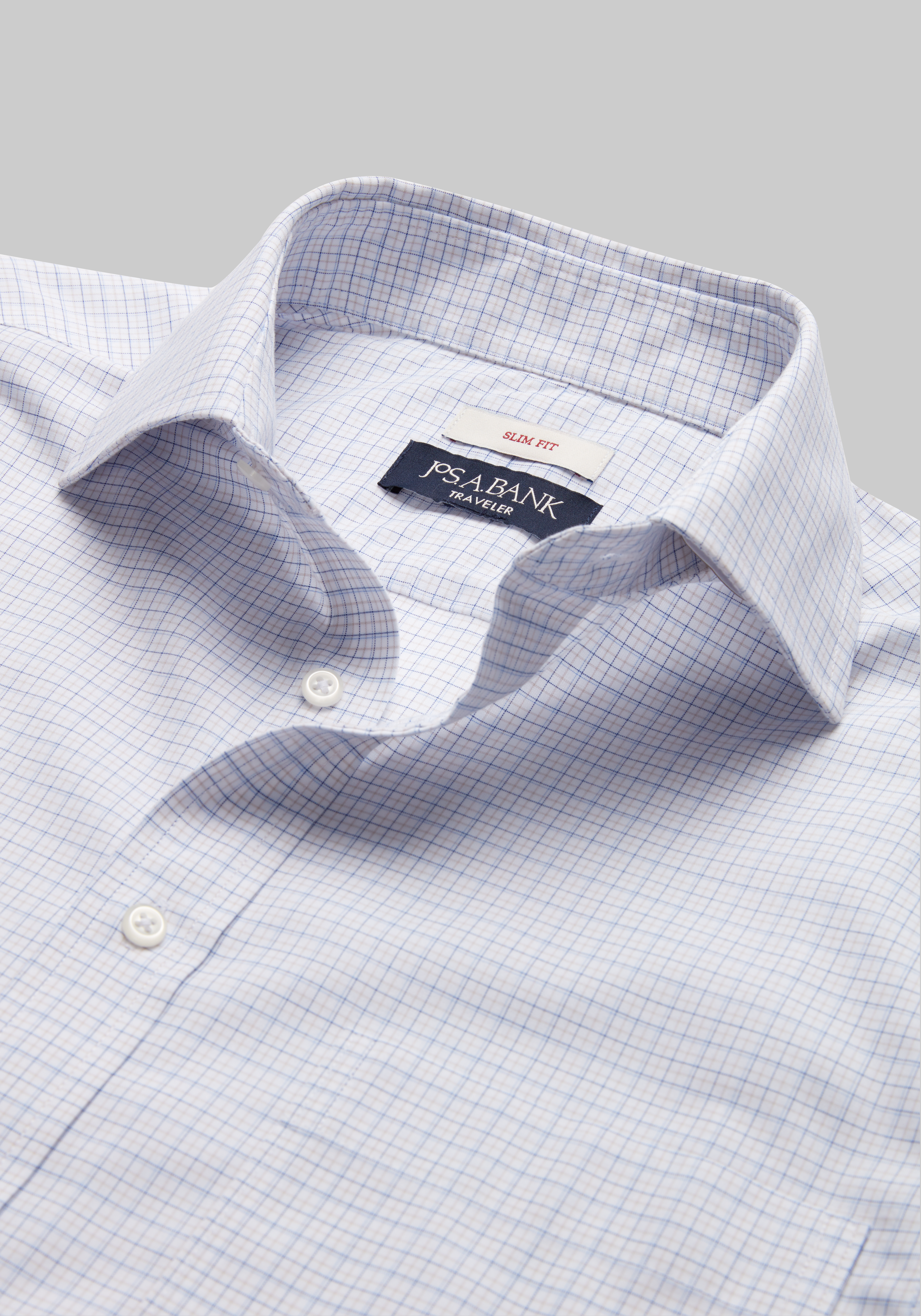 Traveler® Collection Slim Fit Spread Collar Plaid Dress Shirt CLEARANCE