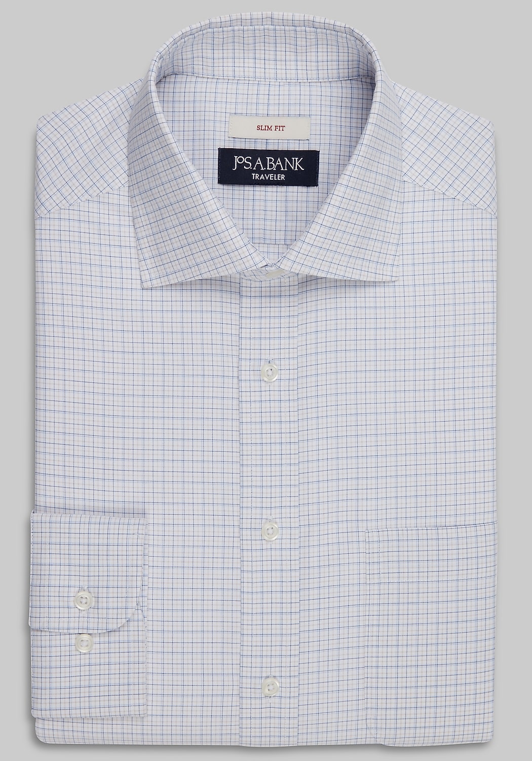 Traveler Collection Slim Fit Spread Collar Plaid Dress Shirt
