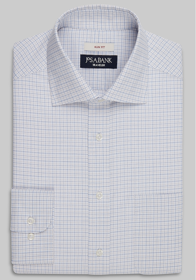 green emerald velvet dress Perry Ellis Outlet Men's Slim Fit Stretch Cotton Blend Plaid Dress Shirt in Blue, Size 18.0, Cotton/Polyester main image 0