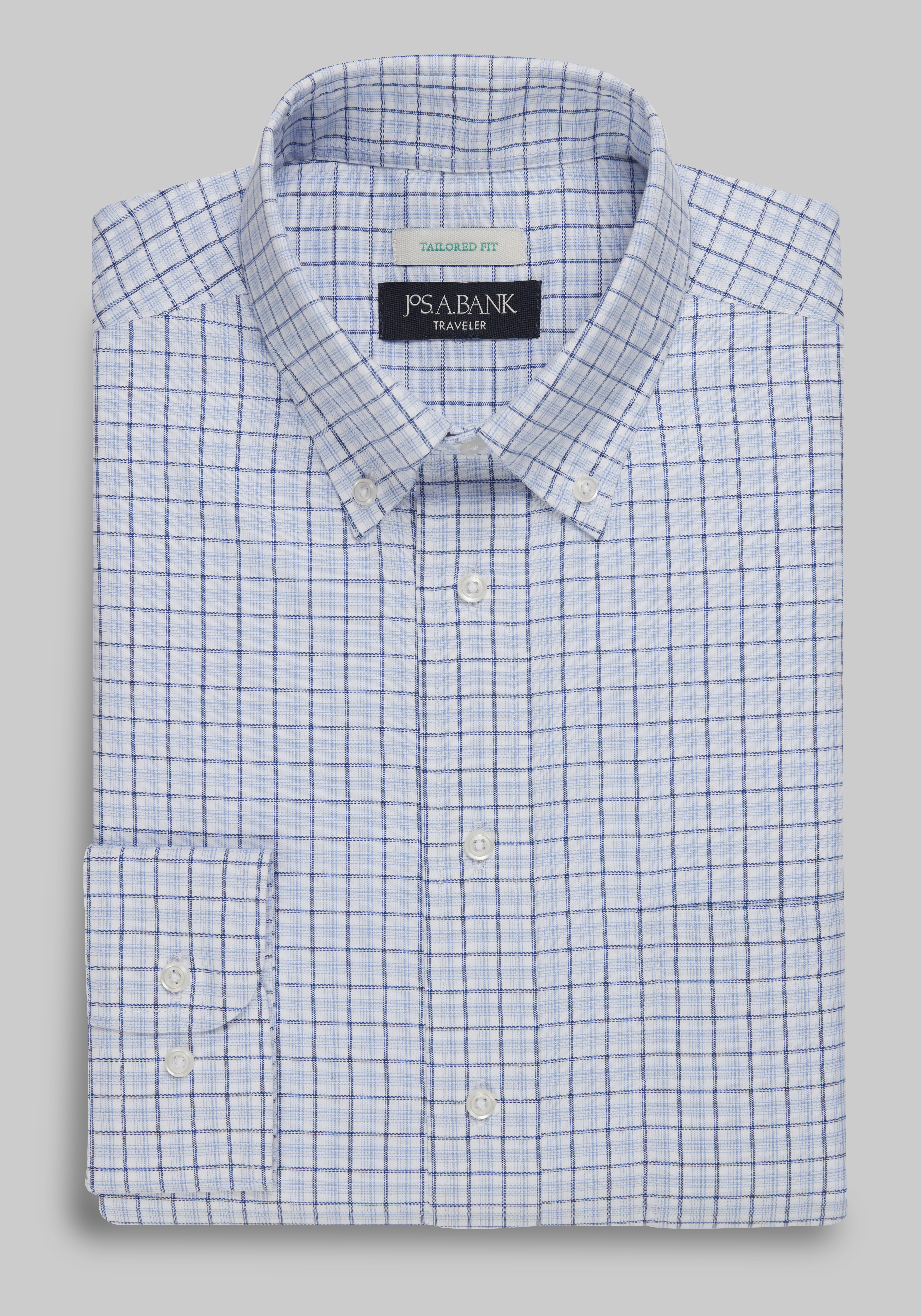 Men's Dress Shirts, Traveler Collection Tailored Fit Plaid Dress Shirt - Jos A Bank