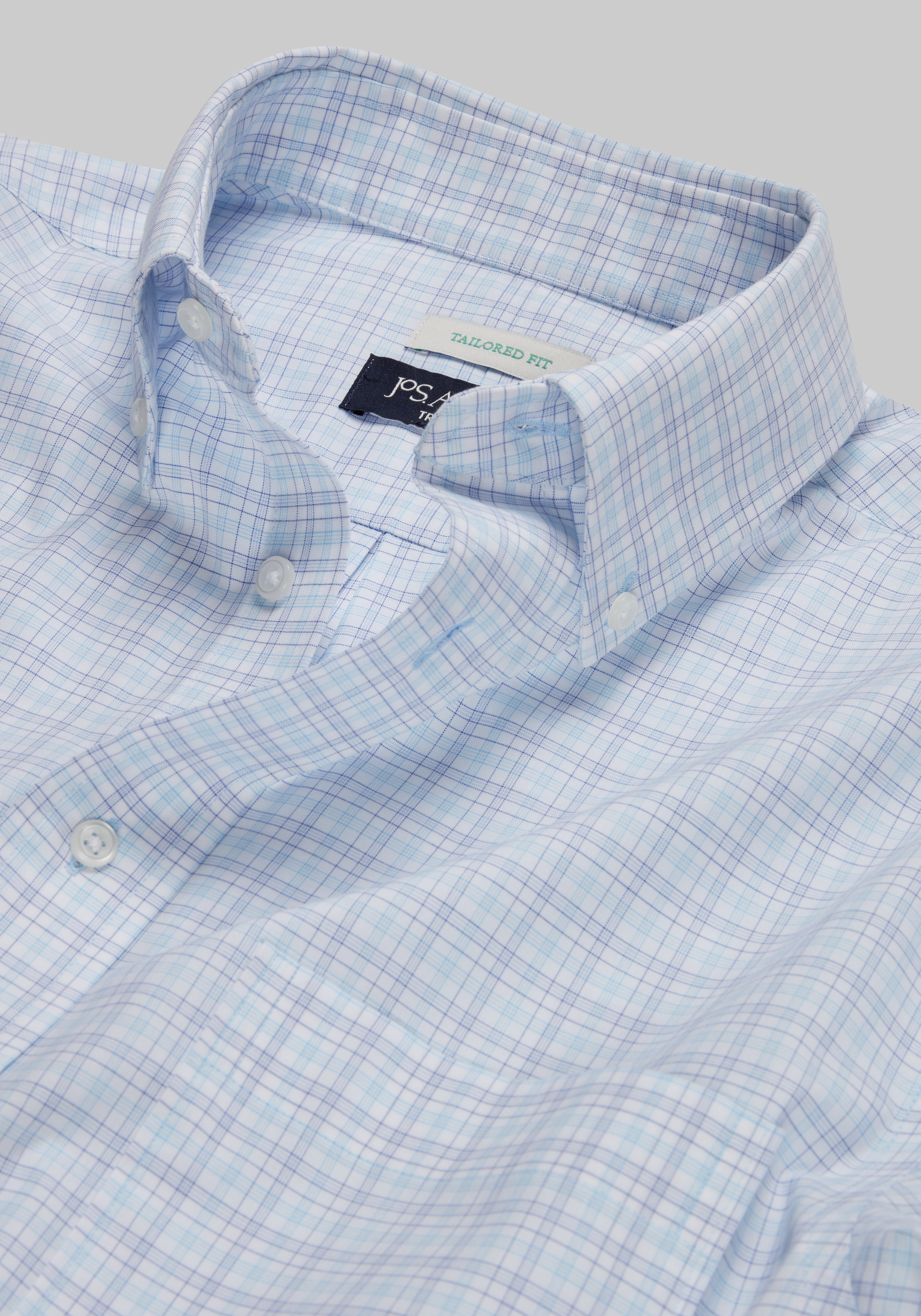 Traveler® Collection Tailored Fit Button-Down Collar Plaid Dress Shirt CLEARANCE