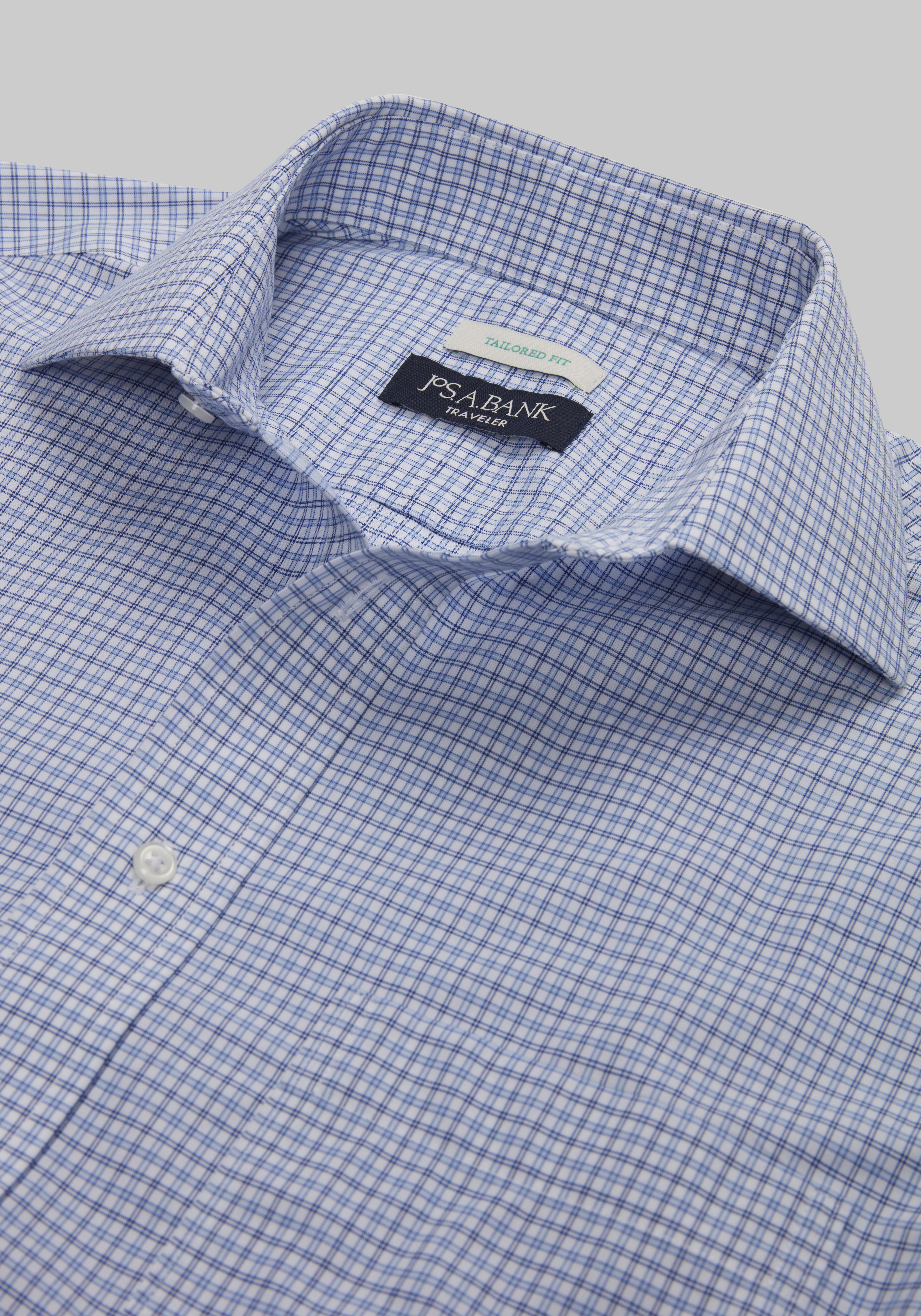 Traveler® Collection Tailored Fit Spread Collar Plaid Dress Shirt CLEARANCE