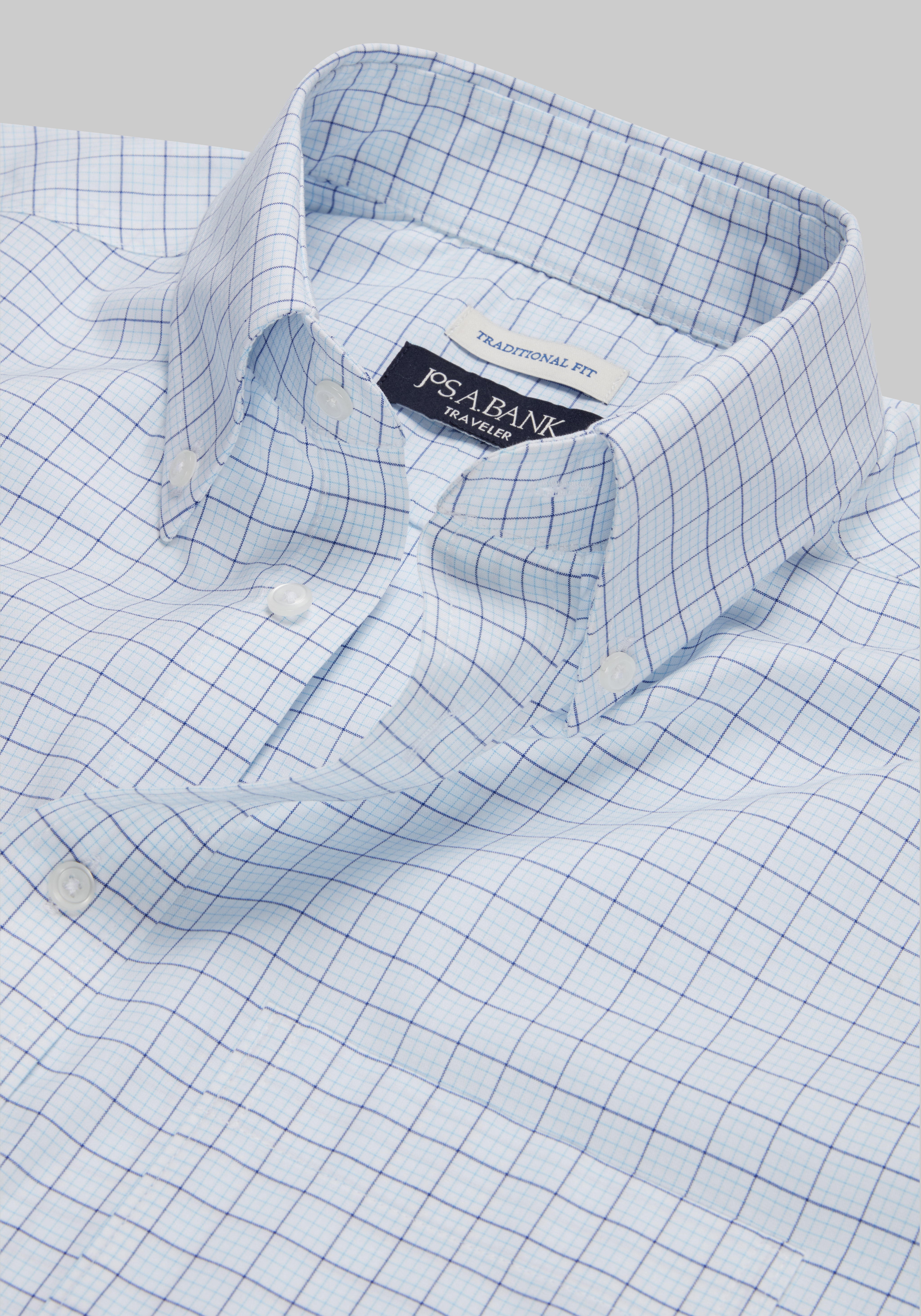 Traveler® Collection Traditional Fit Button-Down Collar Grid Dress Shirt CLEARANCE