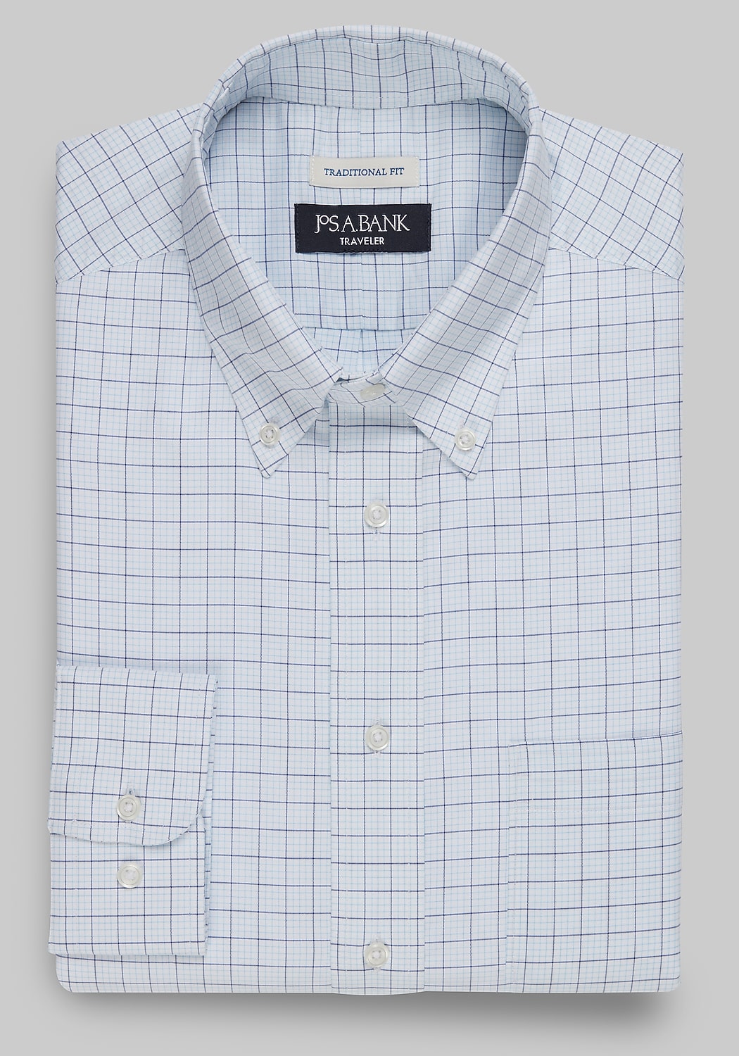Traveler&reg; Collection Traditional Fit Button-Down Collar Grid Dress Shirt - Big & Tall