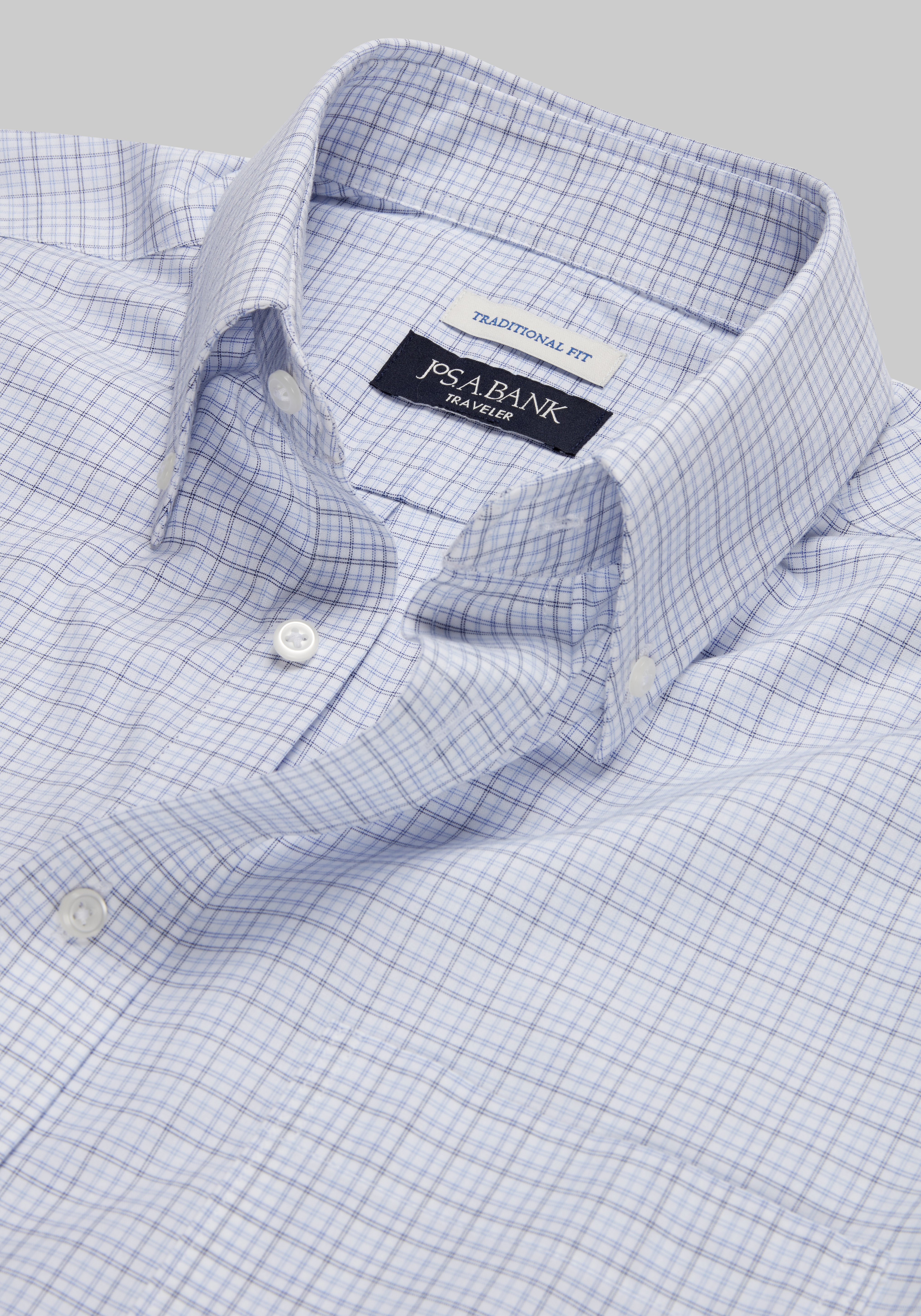 Traveler® Collection Traditional Fit Button-Down Collar Check Dress Shirt