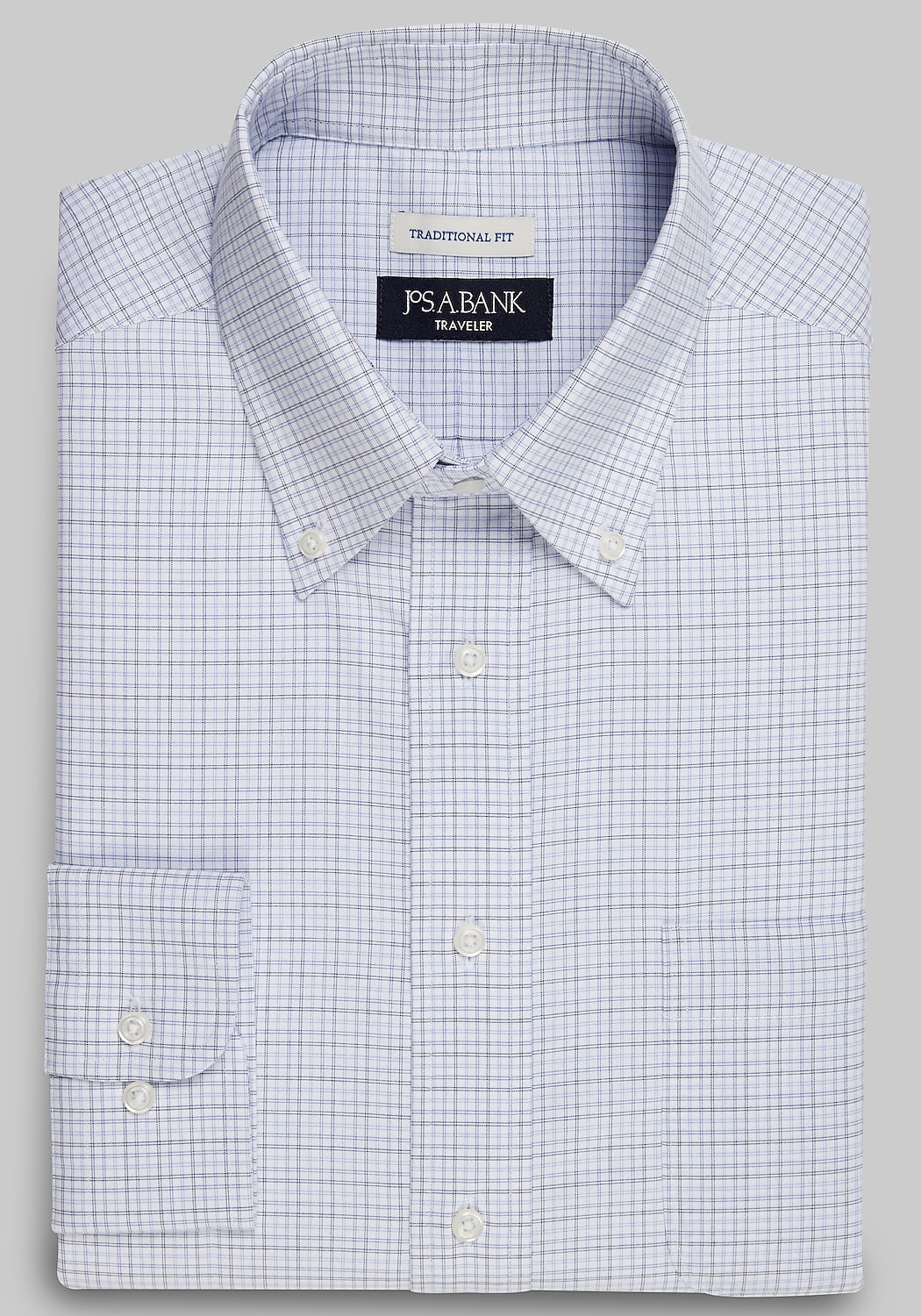 Traveler&reg; Collection Traditional Fit Button-Down Collar Check Dress Shirt - Big & Tall