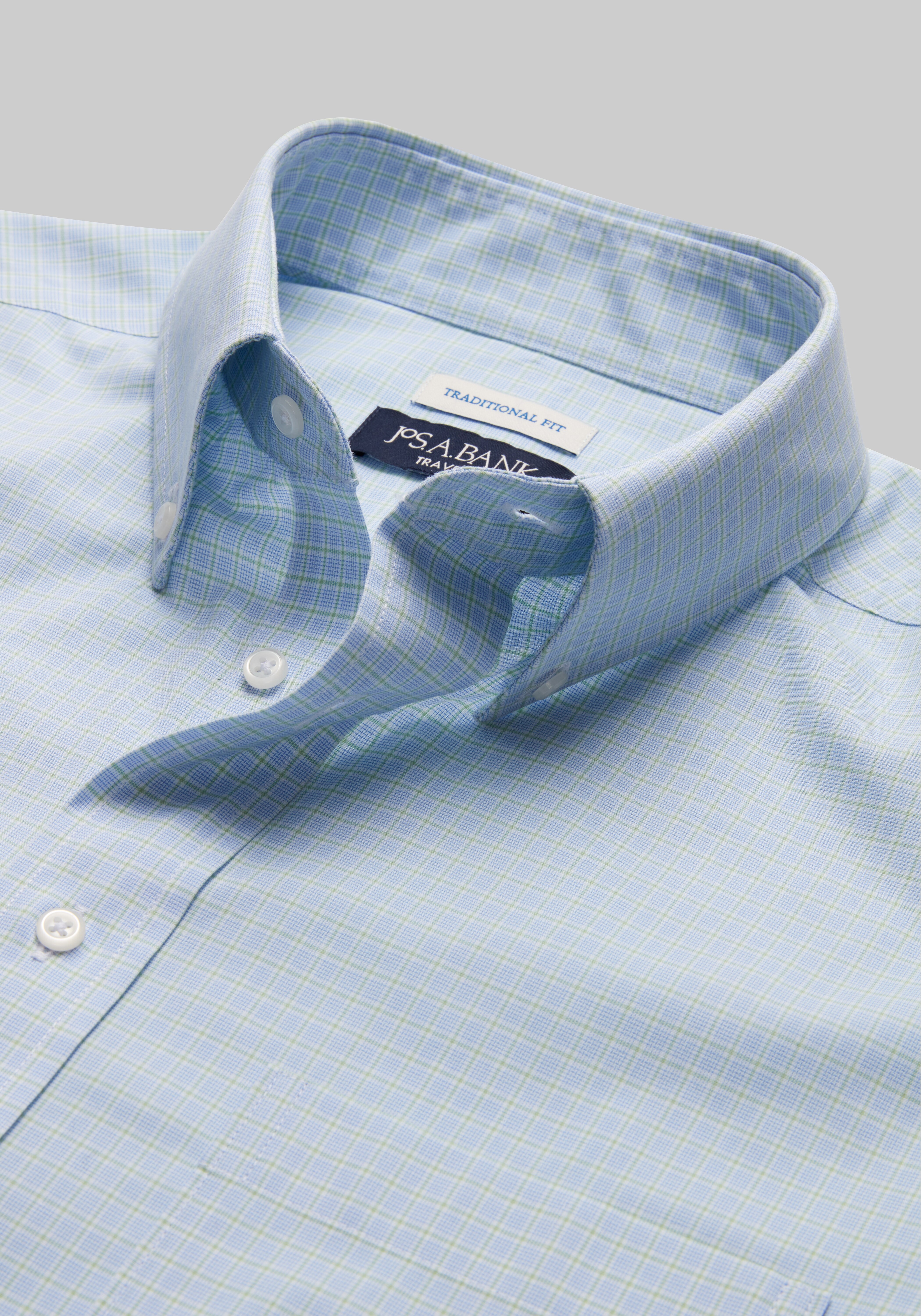 Traveler® Collection Traditional Fit Button-Down Collar Plaid Dress Shirt CLEARANCE