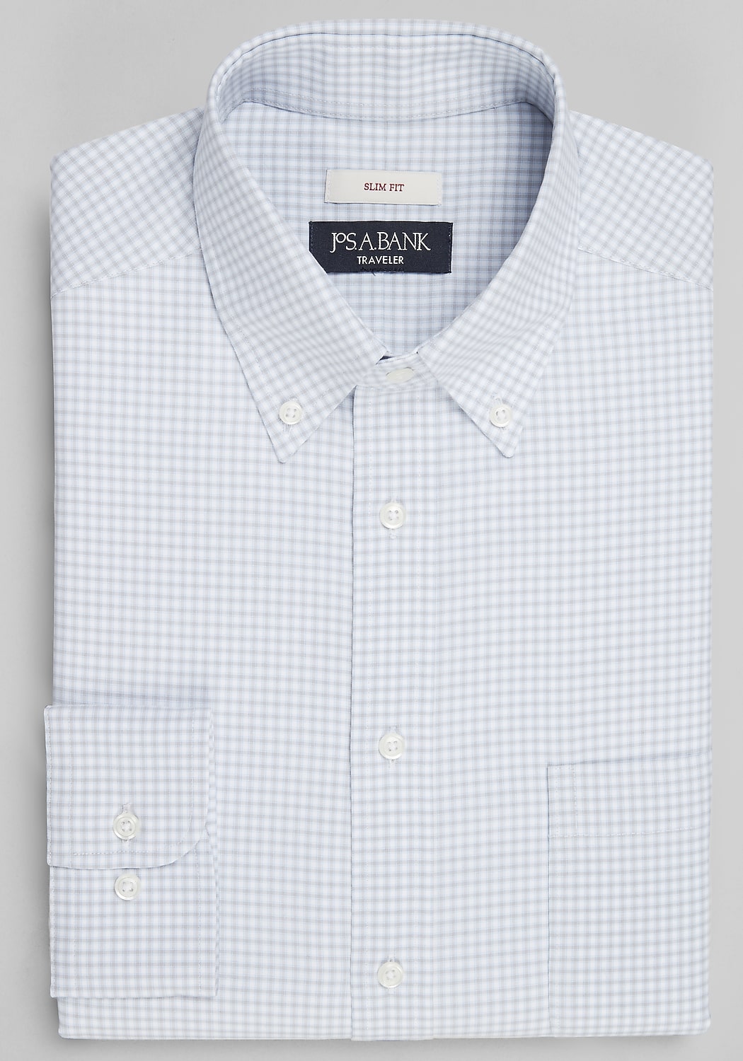 Traveler Collection Slim Fit Button-Down Collar Small Check Dress Shirt