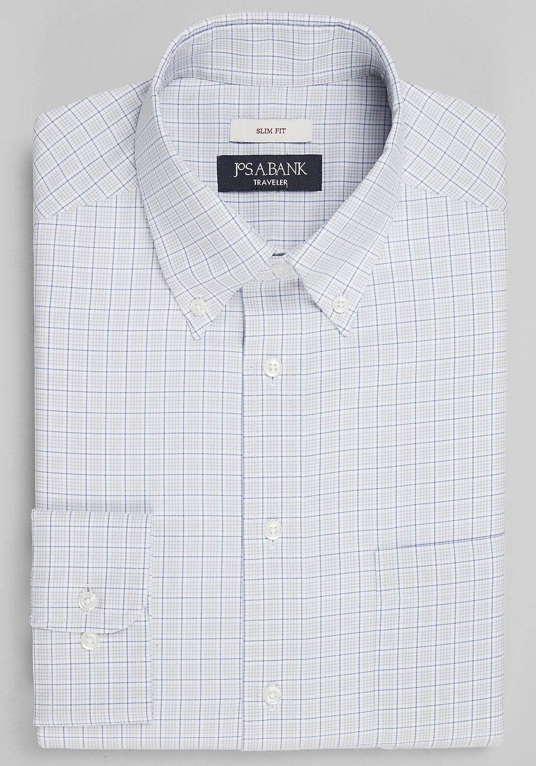 Traveler Collection Slim Fit Button-Down Collar Check Dress Shirt