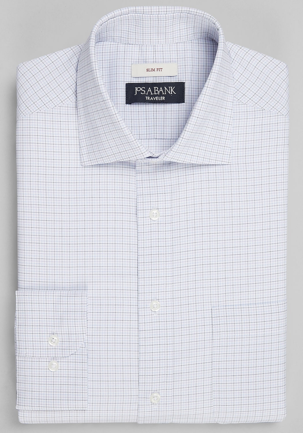 Traveler&reg; Collection Slim Fit Spread Collar Small Check Dress Shirt