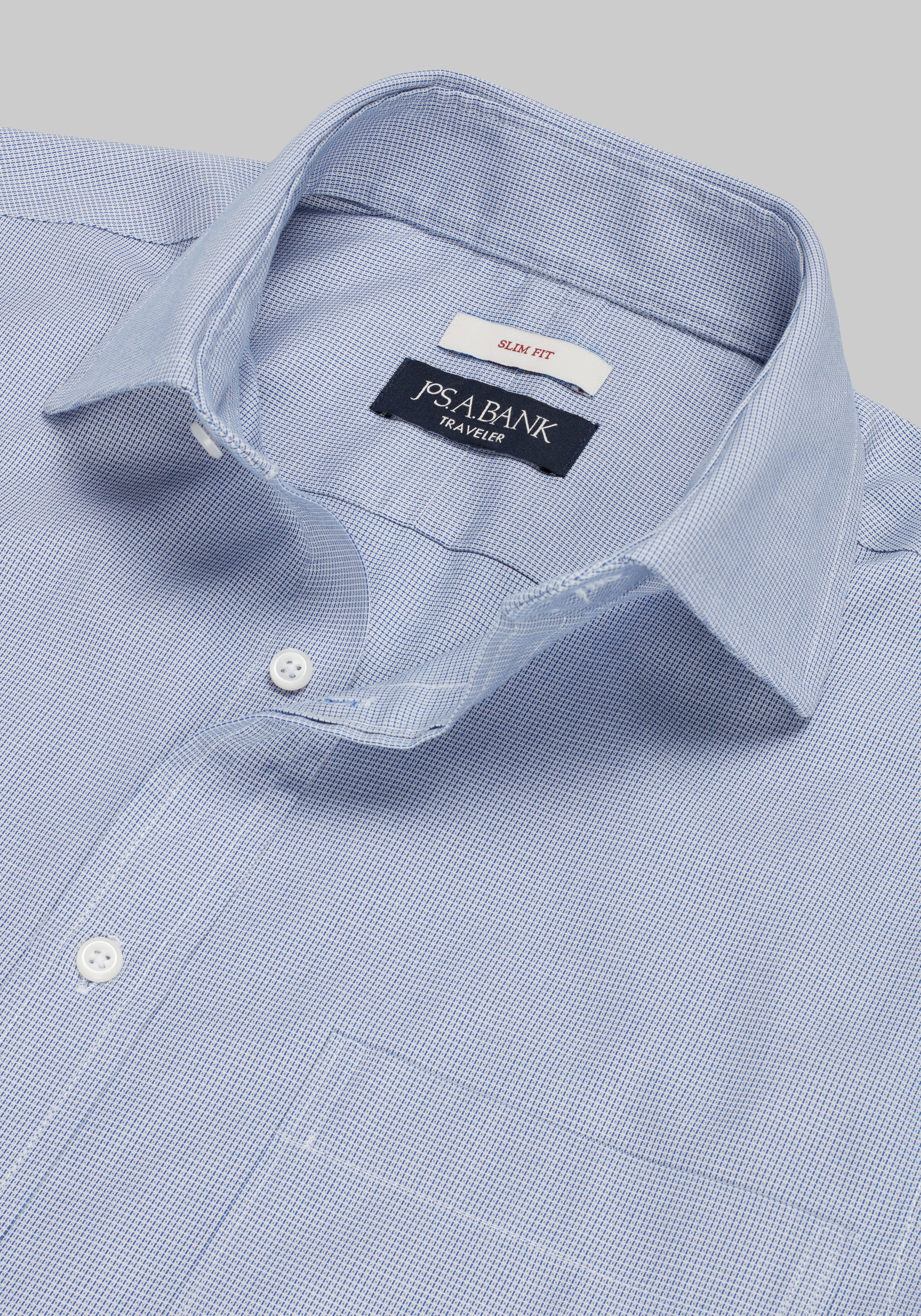 Traveler® Collection Slim Fit Spread Collar Micro Grid Dress Shirt