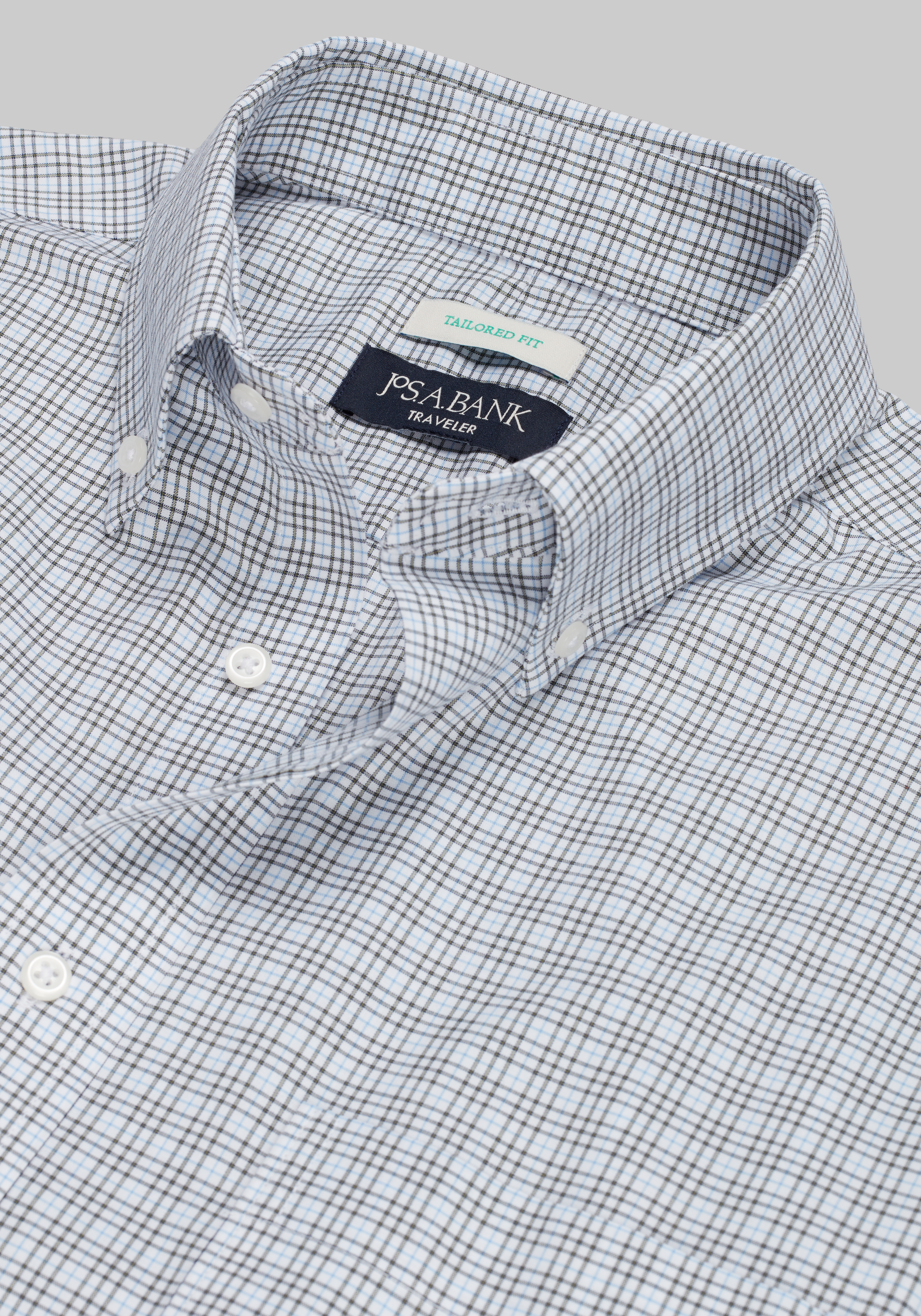 Traveler® Collection Tailored Fit Button-Down Collar Check Dress Shirt CLEARANCE