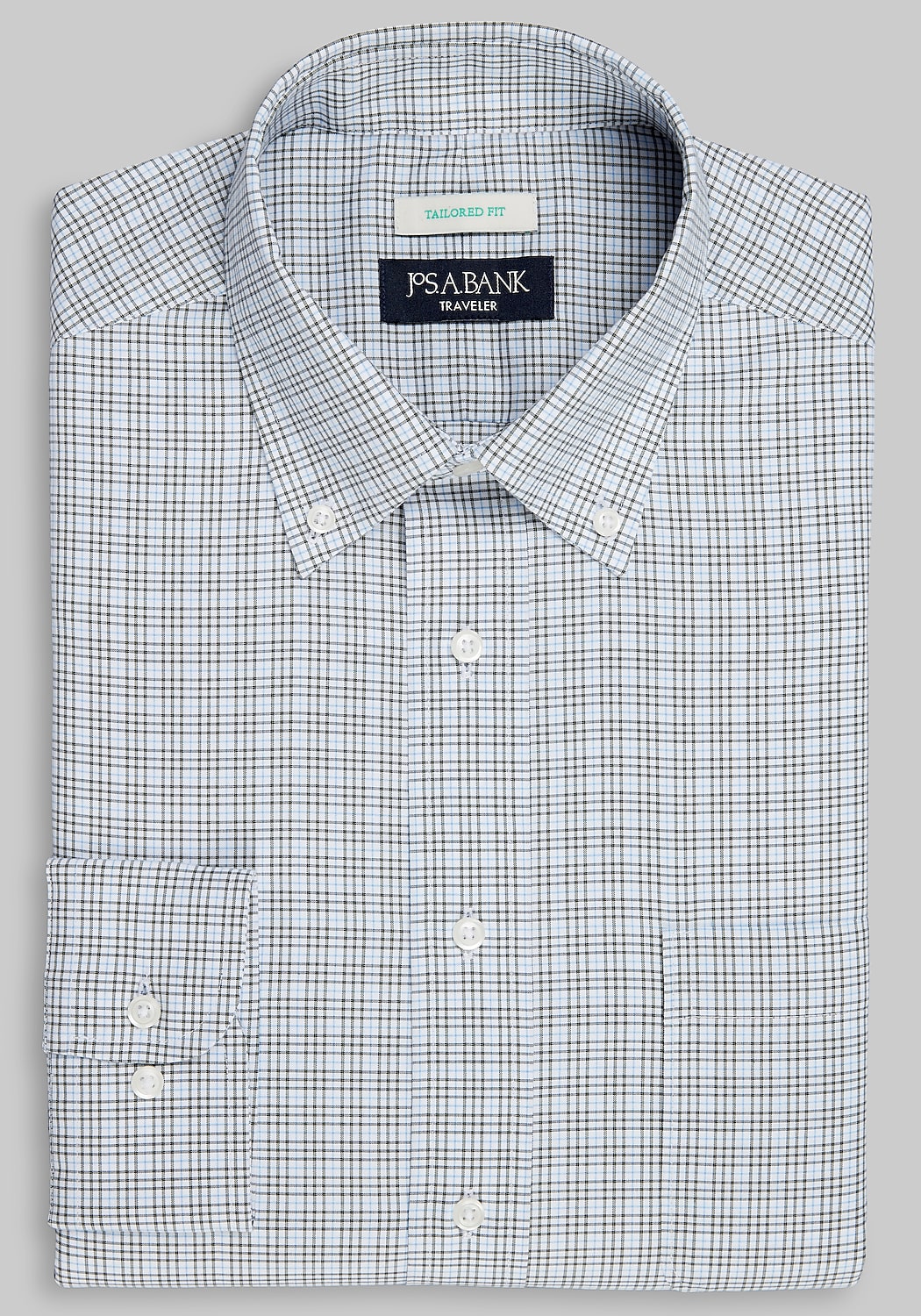 Traveler Collection Tailored Fit Button-Down Collar Check Dress Shirt