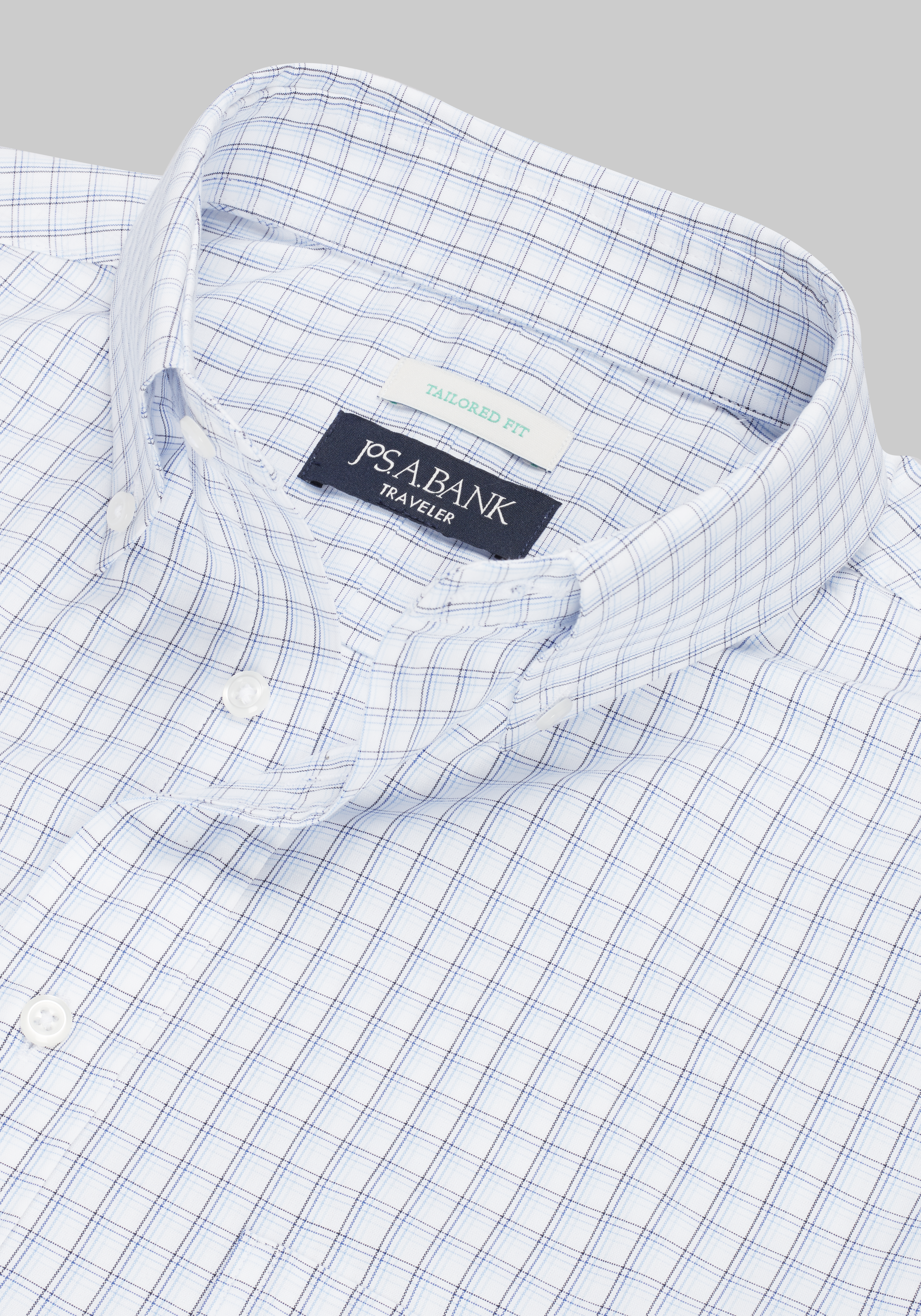 Traveler® Collection Tailored Fit Button-Down Collar Gradient Check Dress Shirt