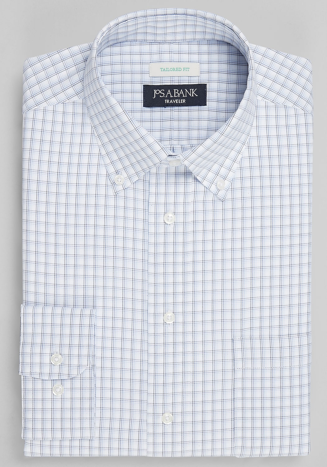 Traveler&reg; Collection Tailored Fit Button-Down Collar Gradient Check Dress Shirt