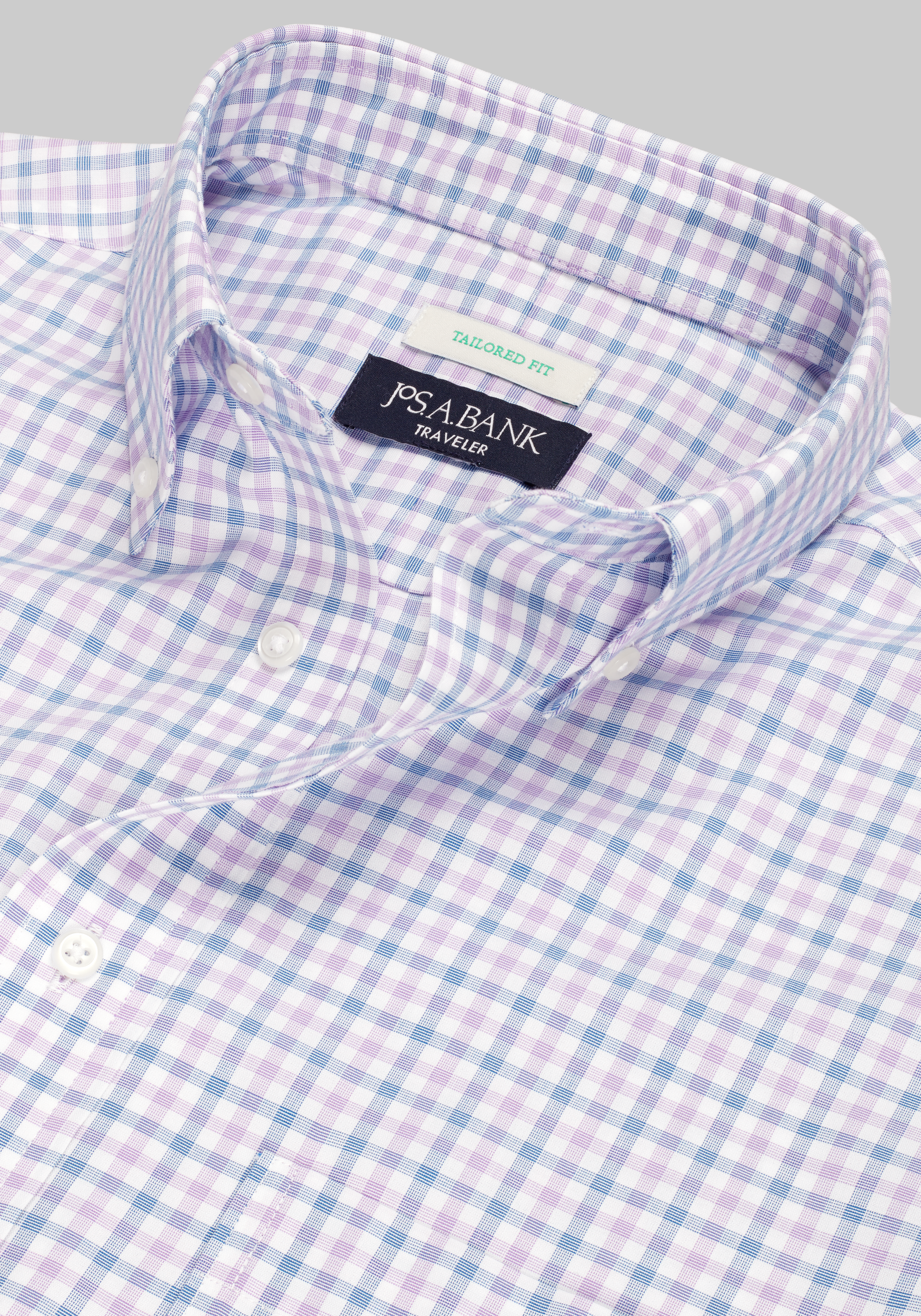 Traveler® Collection Tailored Fit Button-Down Collar Gingham Dress Shirt