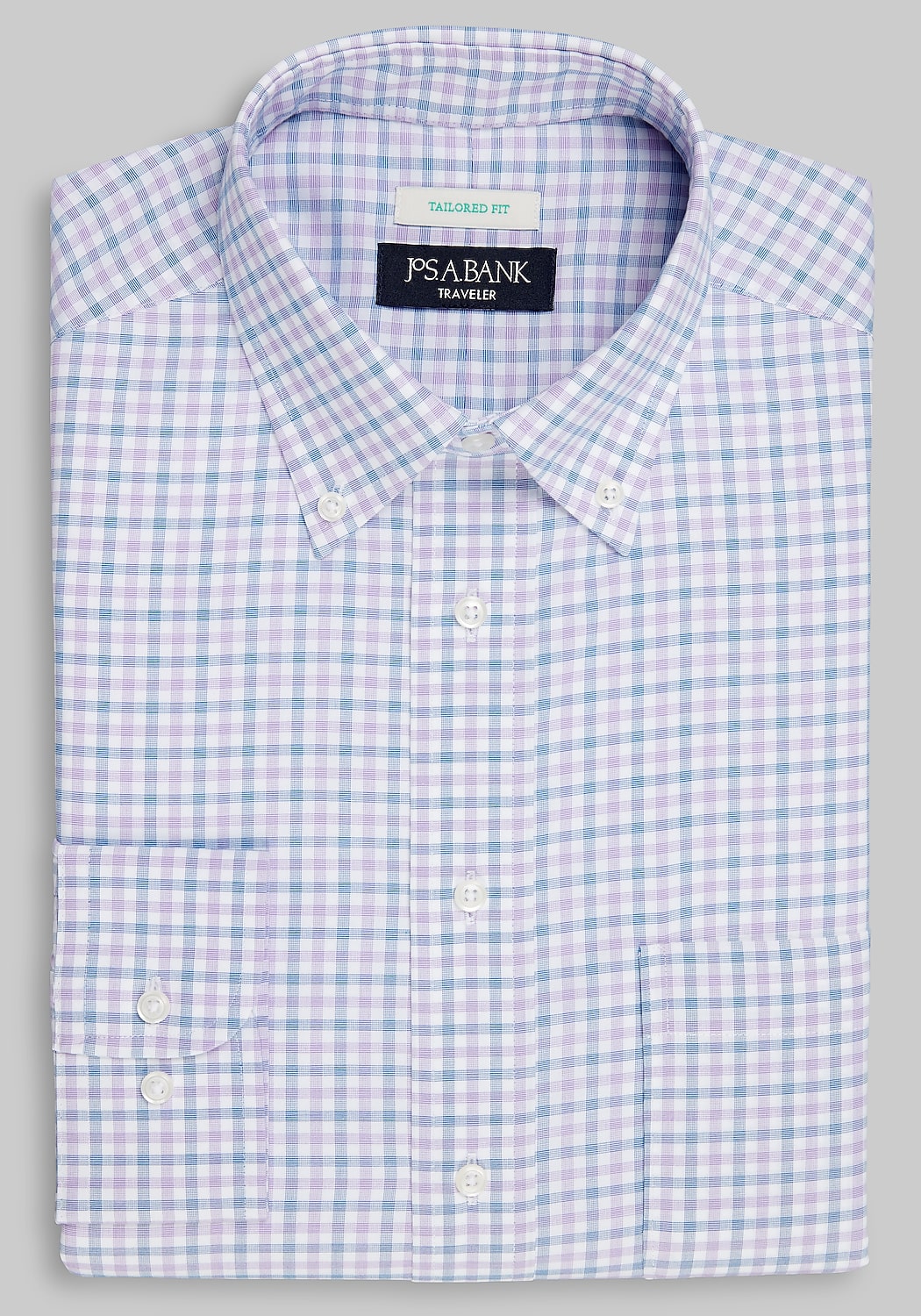 Traveler Collection Tailored Fit Button-Down Collar Gingham Dress Shirt