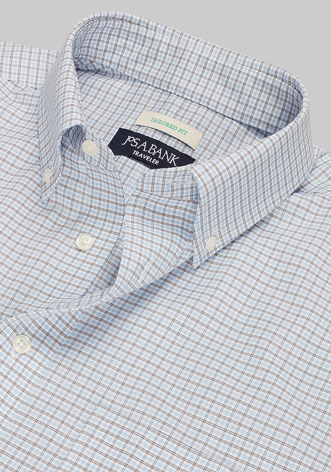 blue grid dress shirt Collars & Co Apex Performance Dress Shirt Blue Grid Check / Large