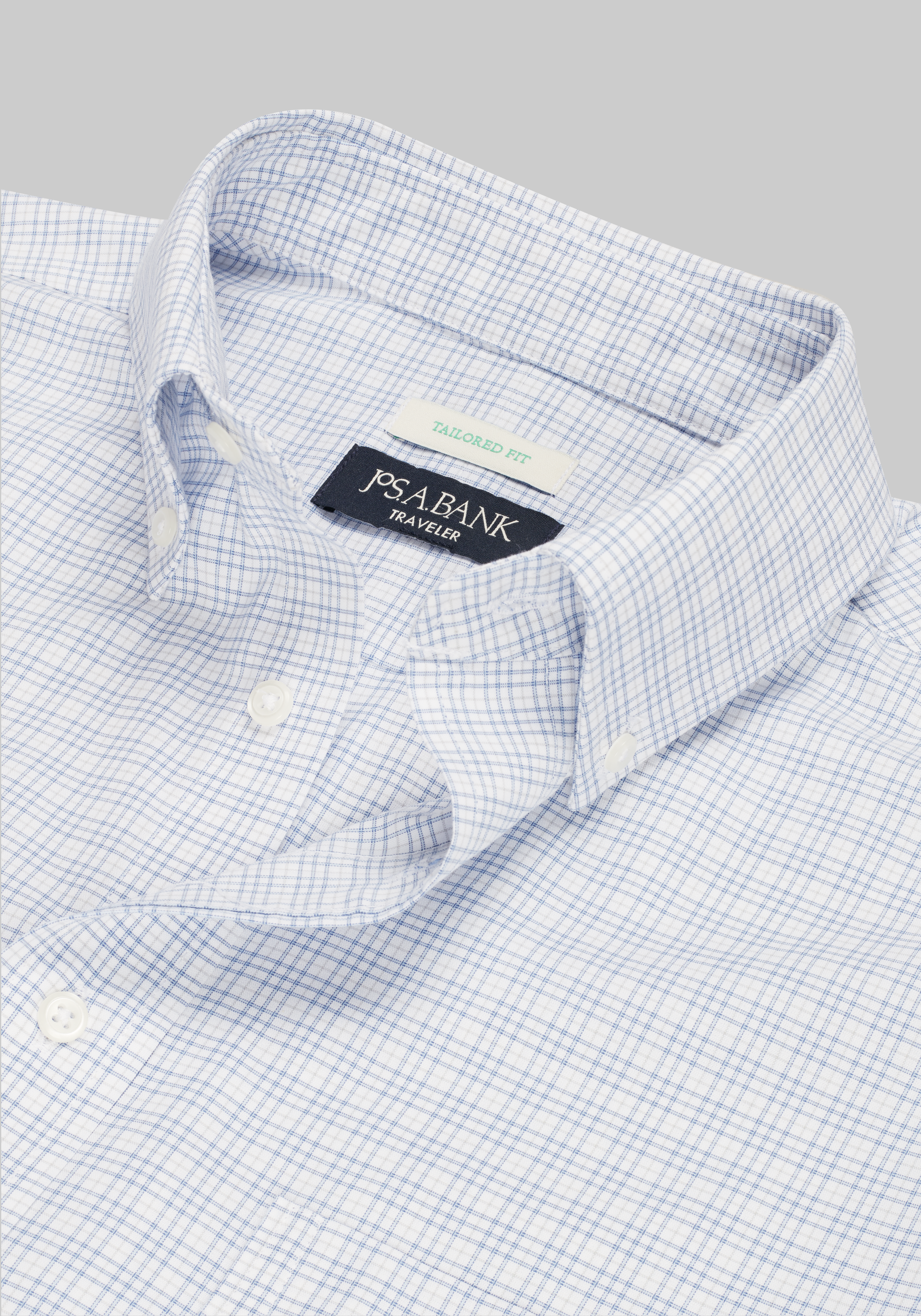 Traveler® Collection Tailored Fit Button-Down Collar Check Dress Shirt