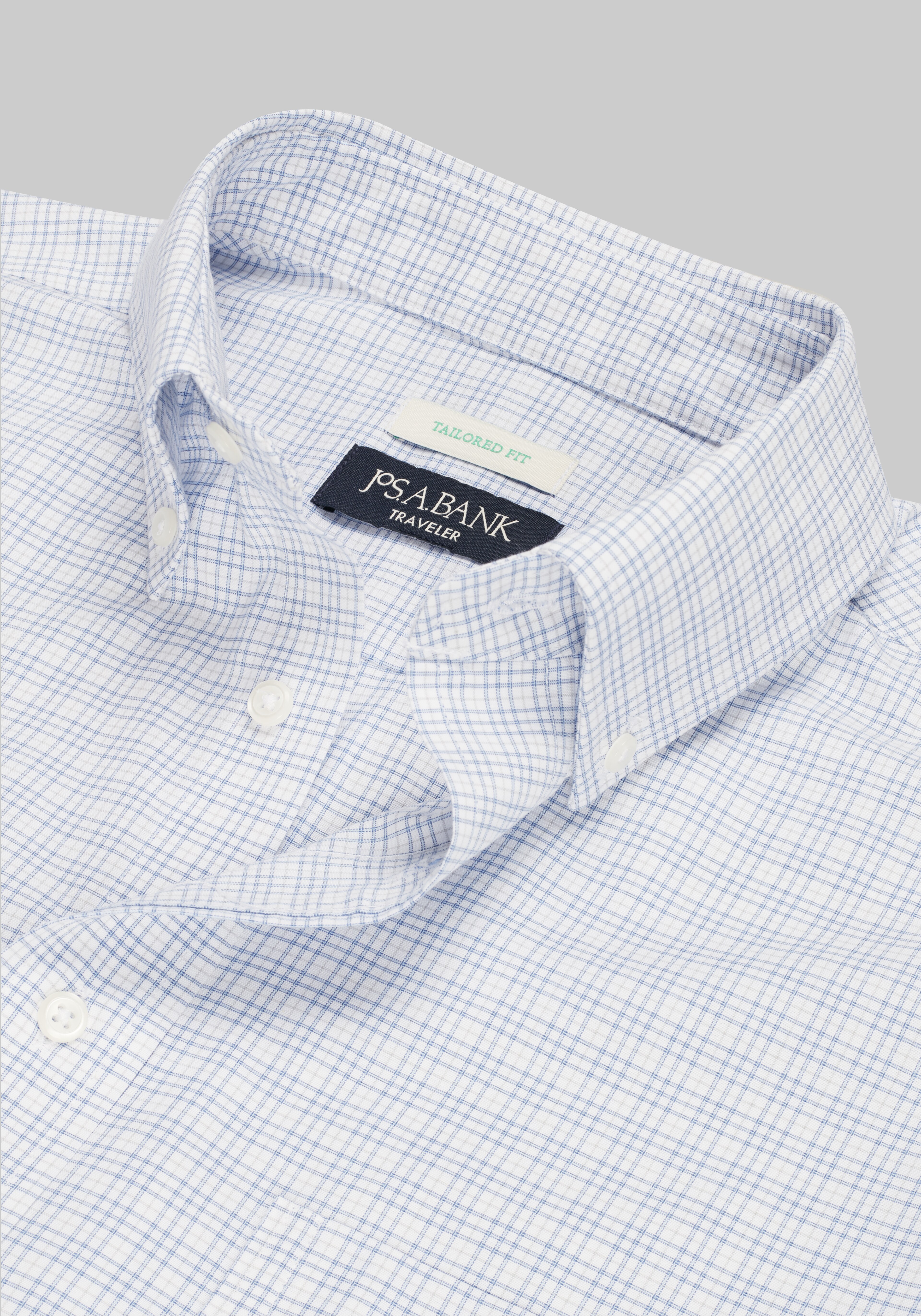 Traveler® Collection Tailored Fit Button-Down Collar Check Dress Shirt
